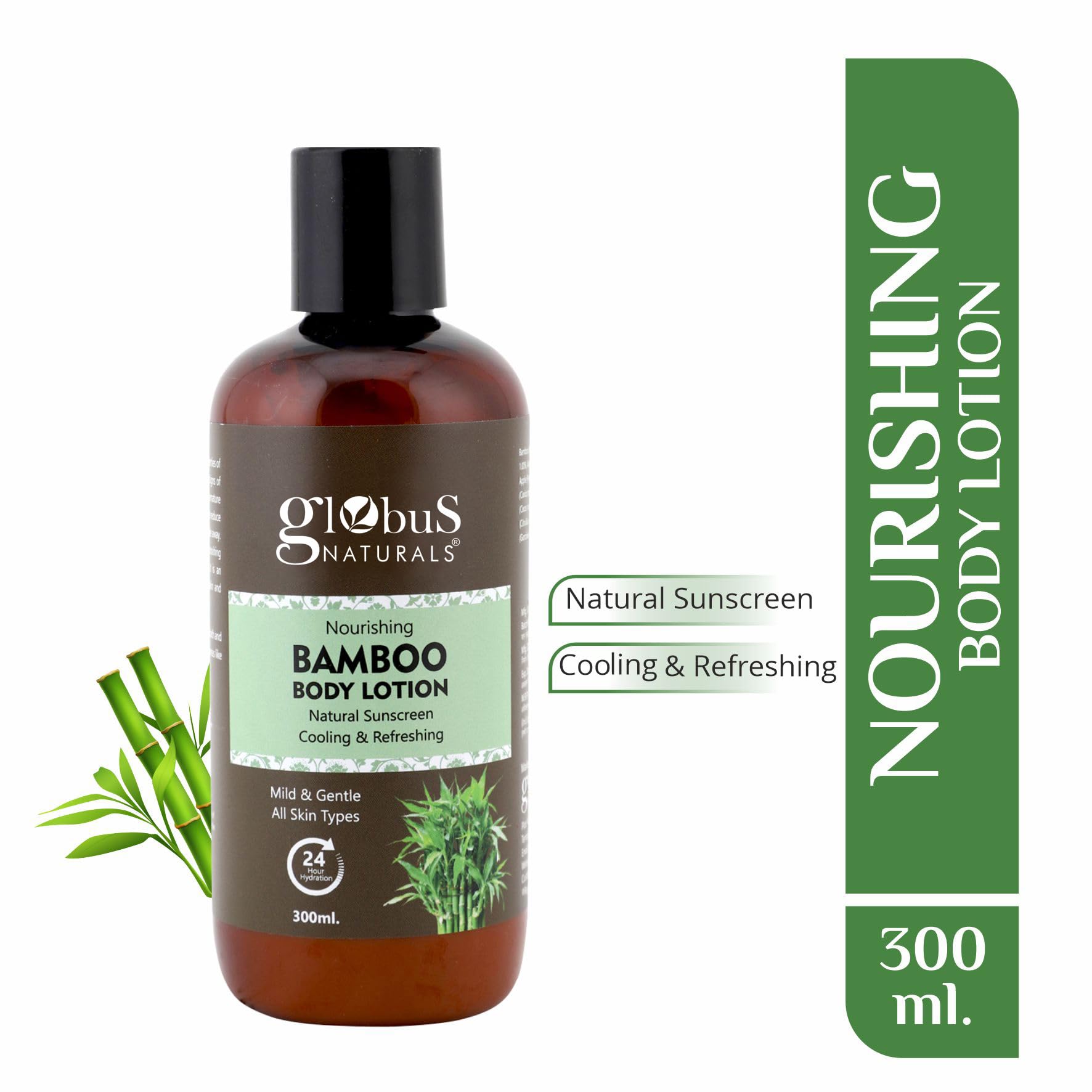 Globus Naturals Nourishing Bamboo Body Lotion 300ml - Hydrating & Moisturizing for Dry Skin - Perfect for Daily Use & Spa Days