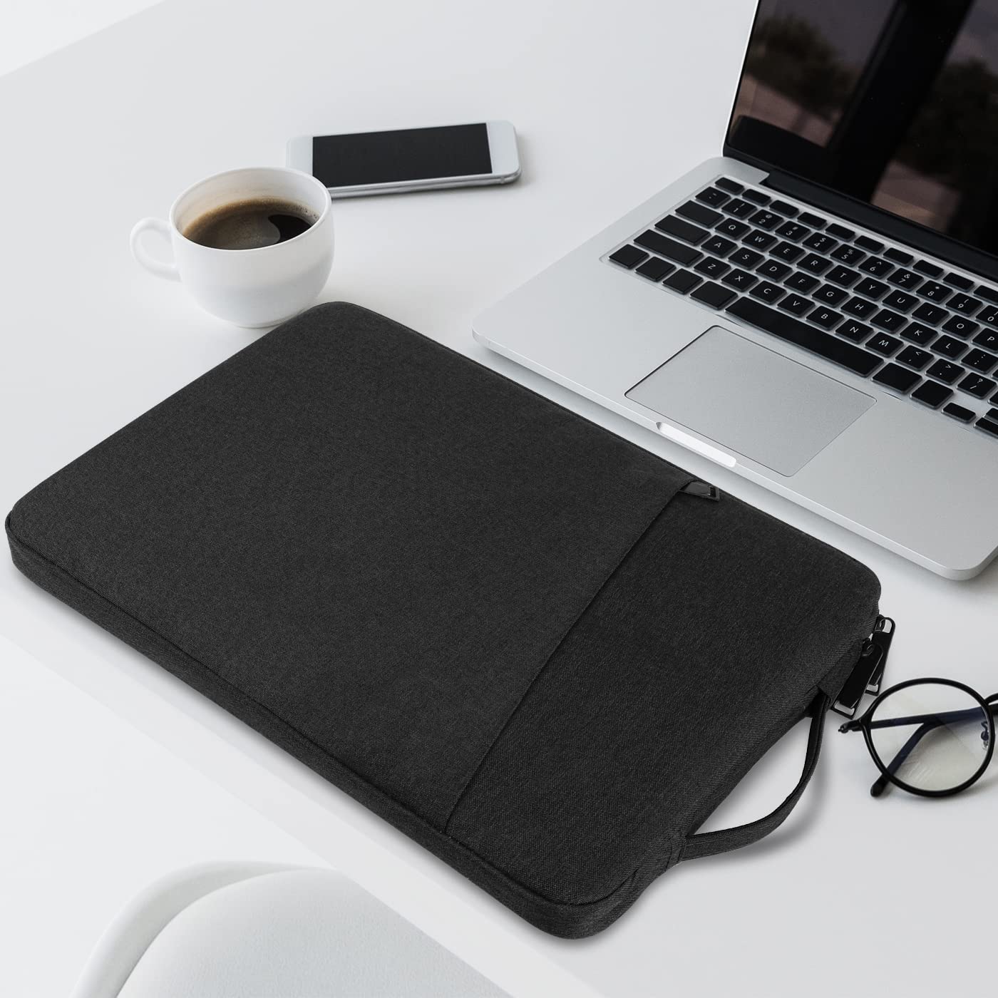 Chelory 13-14 Inch Laptop Sleeve for MacBook Air/Pro 13-14 Inch, Ultrabook & iPad Protective Case - Shockproof & Water Resistant Black Neoprene Bag - Perfect for Travel, Office & School Use