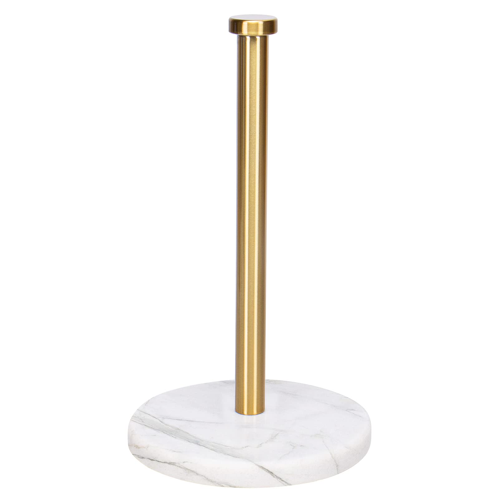 NearMoon Standing Paper Towel Holder - Premium Brushed Gold with Marble Base for Standard & Jumbo Rolls | Stylish Kitchen & Bathroom Countertop Organizer | Perfect for Cooking, Cleaning & Home Decor