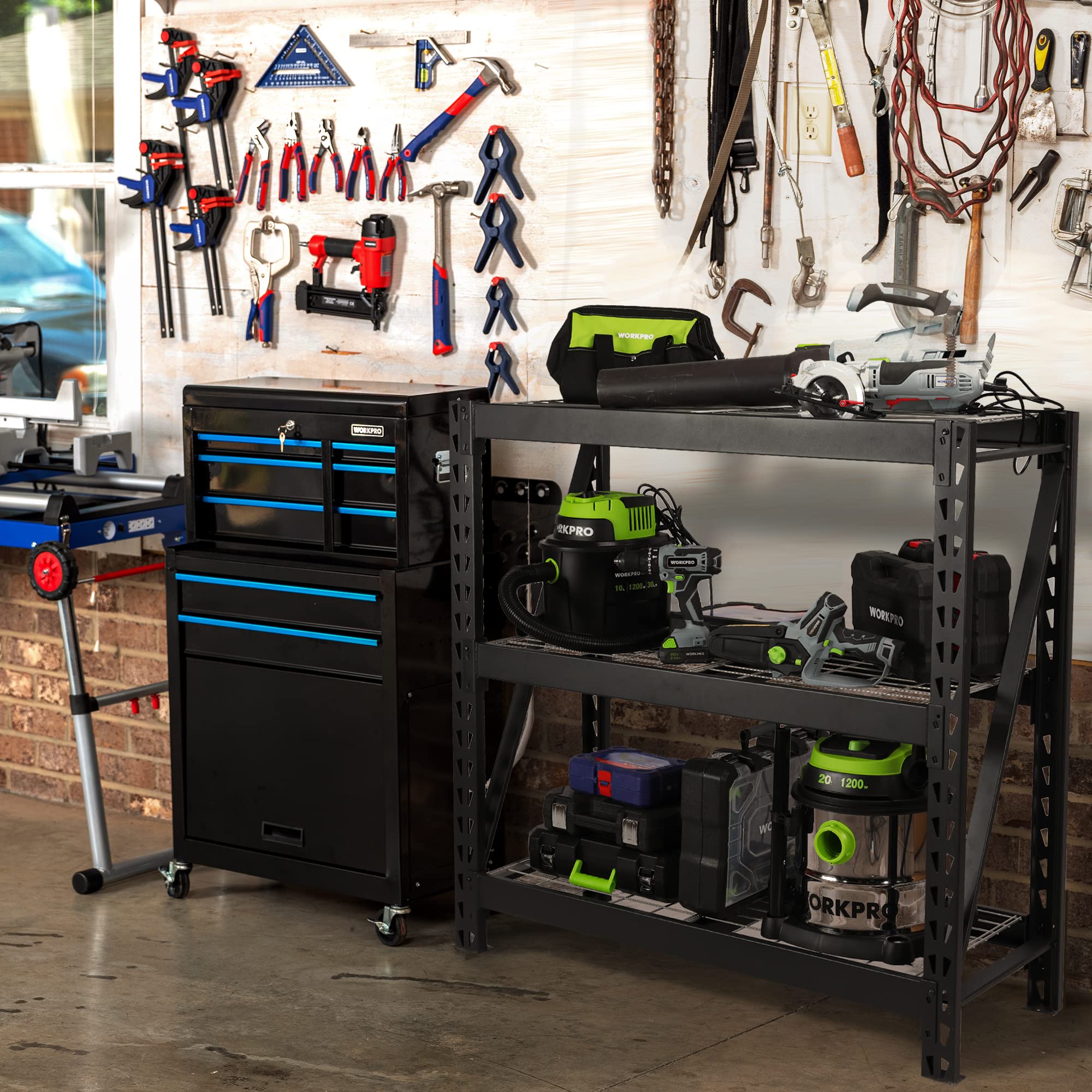 Heavy Duty 3-Tier Garage Shelving Unit - WORKPRO 5400 LBS Capacity Metal Storage Rack, 50