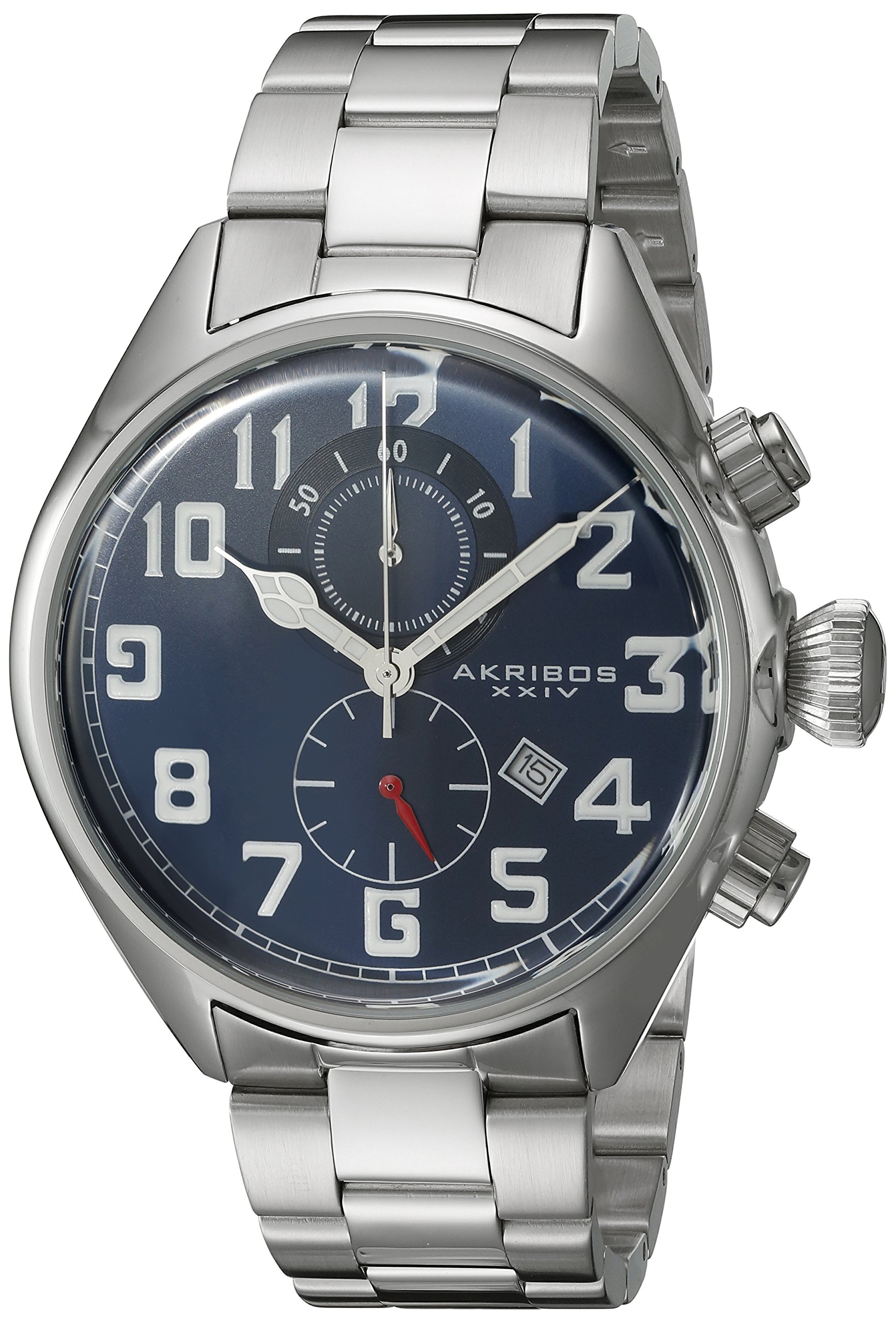 Akribos XXIV Men's Chronograph Multifunction Stainless Steel Watch with Date Window - Luxury Dress & Casual Timepiece for Business, Gifts & Everyday Wear - AK853
