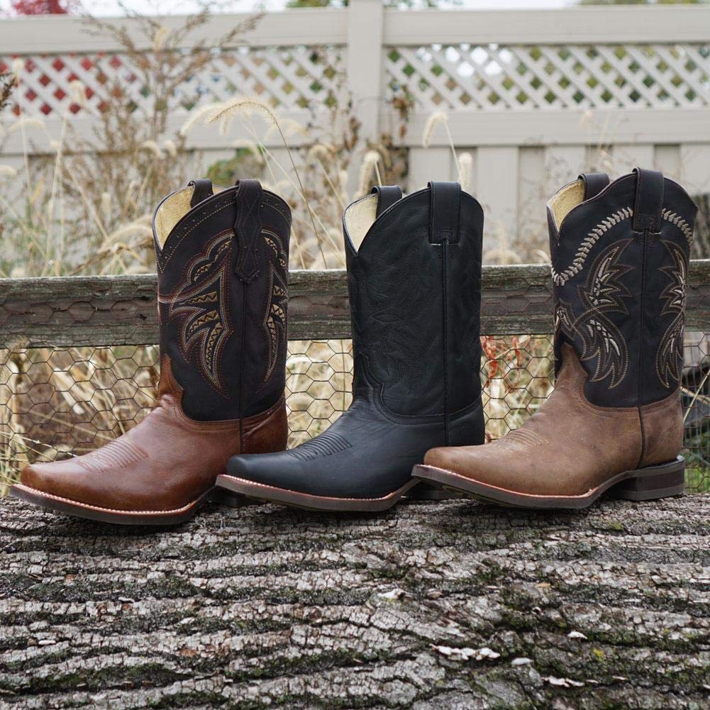 **Soto Boots Men's Square Toe Cowboy Boots - Genuine Leather Western Boots for Men (H4002) - Perfect for Rodeo, Country Dancing & Casual Wear**