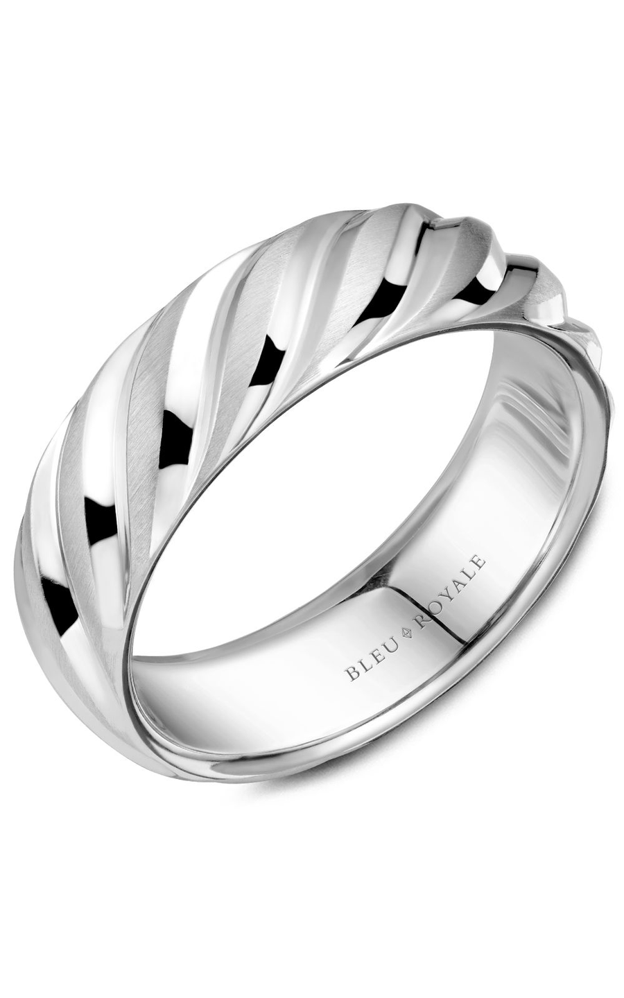 Bleu Royale Men's Wedding Band RYL 044W7 - 14K White Gold Classic Ring for Grooms & Anniversary Gifts | Perfect for Weddings, Engagements & Special Occasions