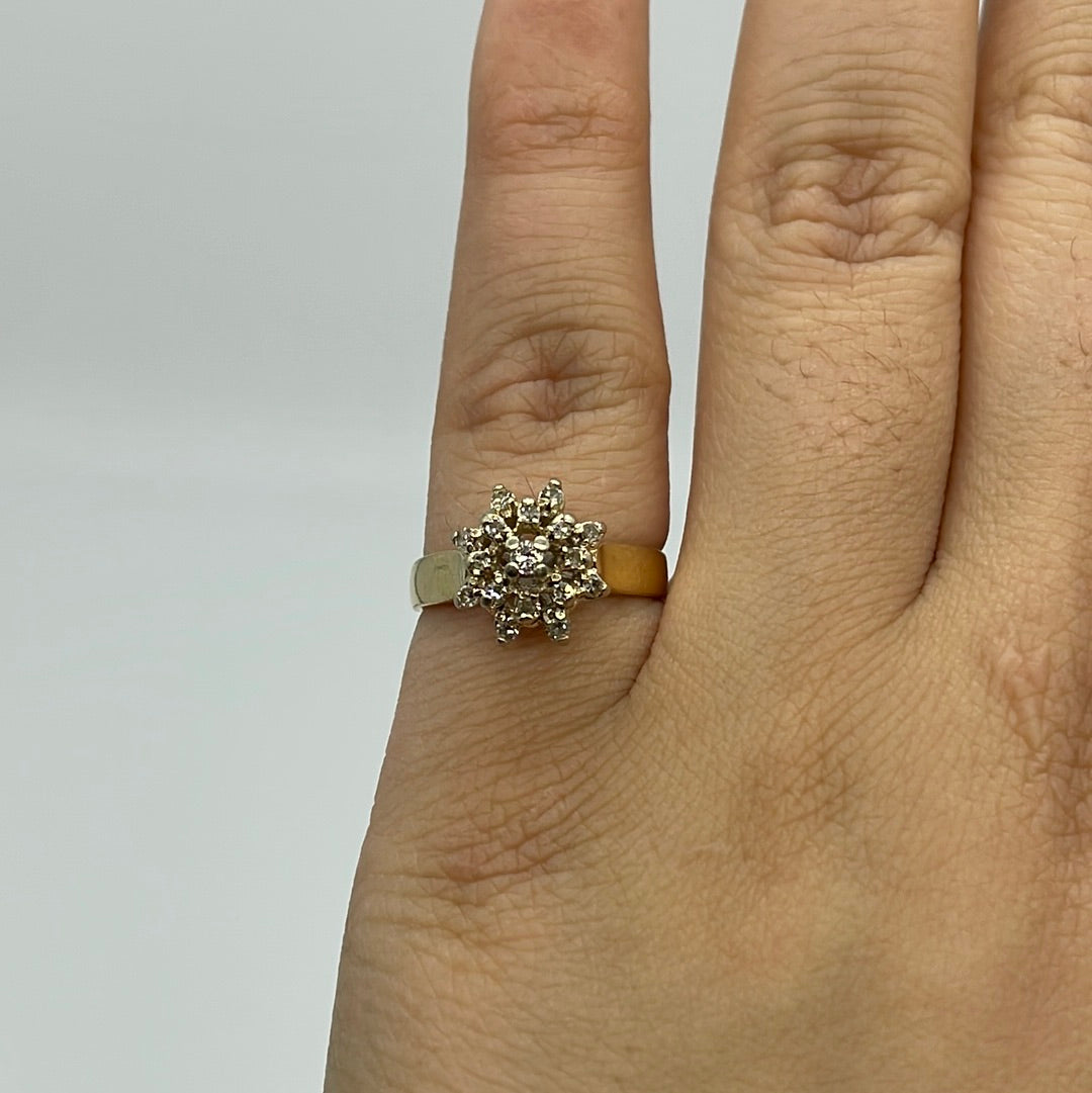 Sparkling Star Burst Cluster Diamond Ring - 0.21 Carat Total Weight | Size 6.75 | Elegant Wedding, Engagement & Anniversary Jewelry Gift for Women