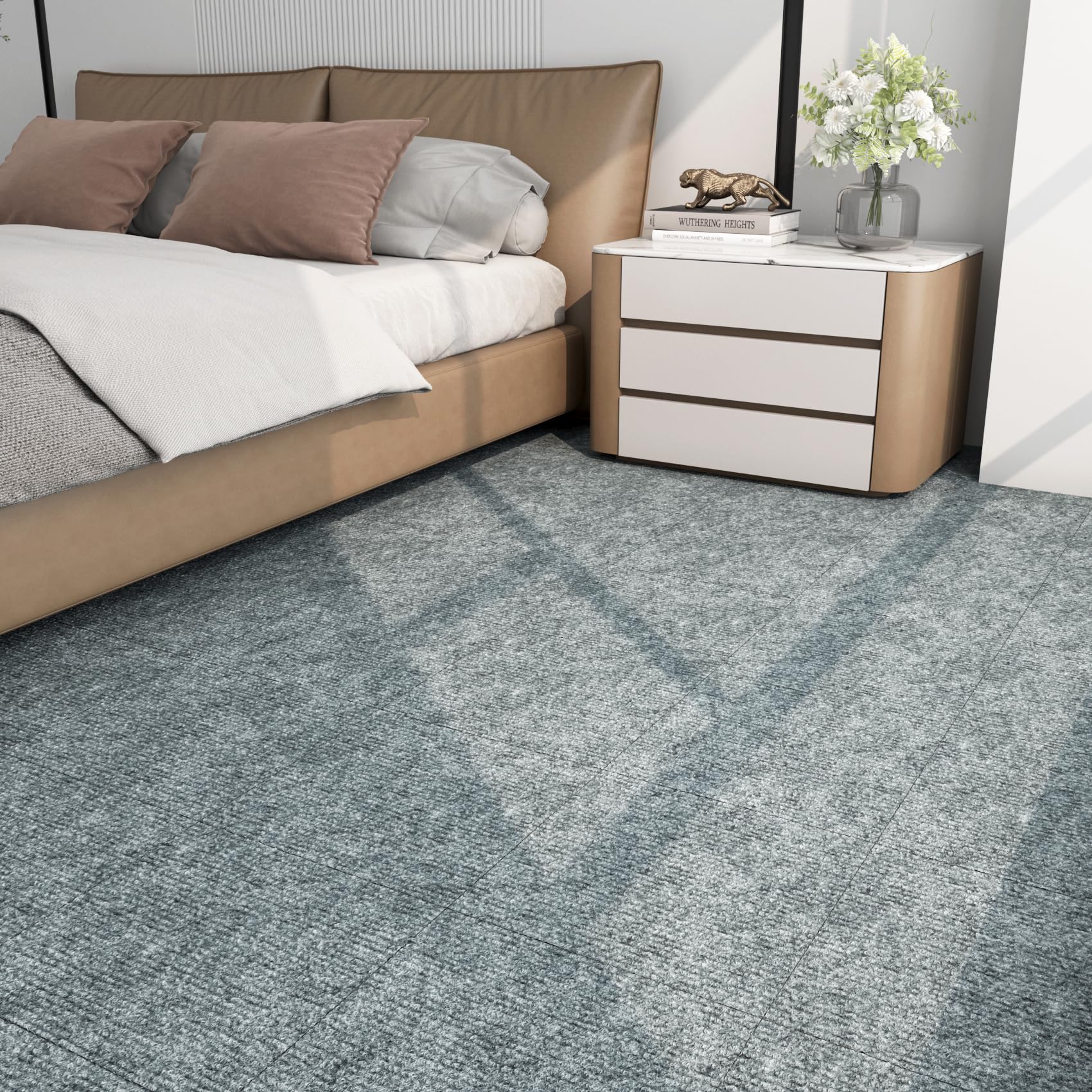 30 Pack Self-Adhesive Carpet Floor Tiles - 12