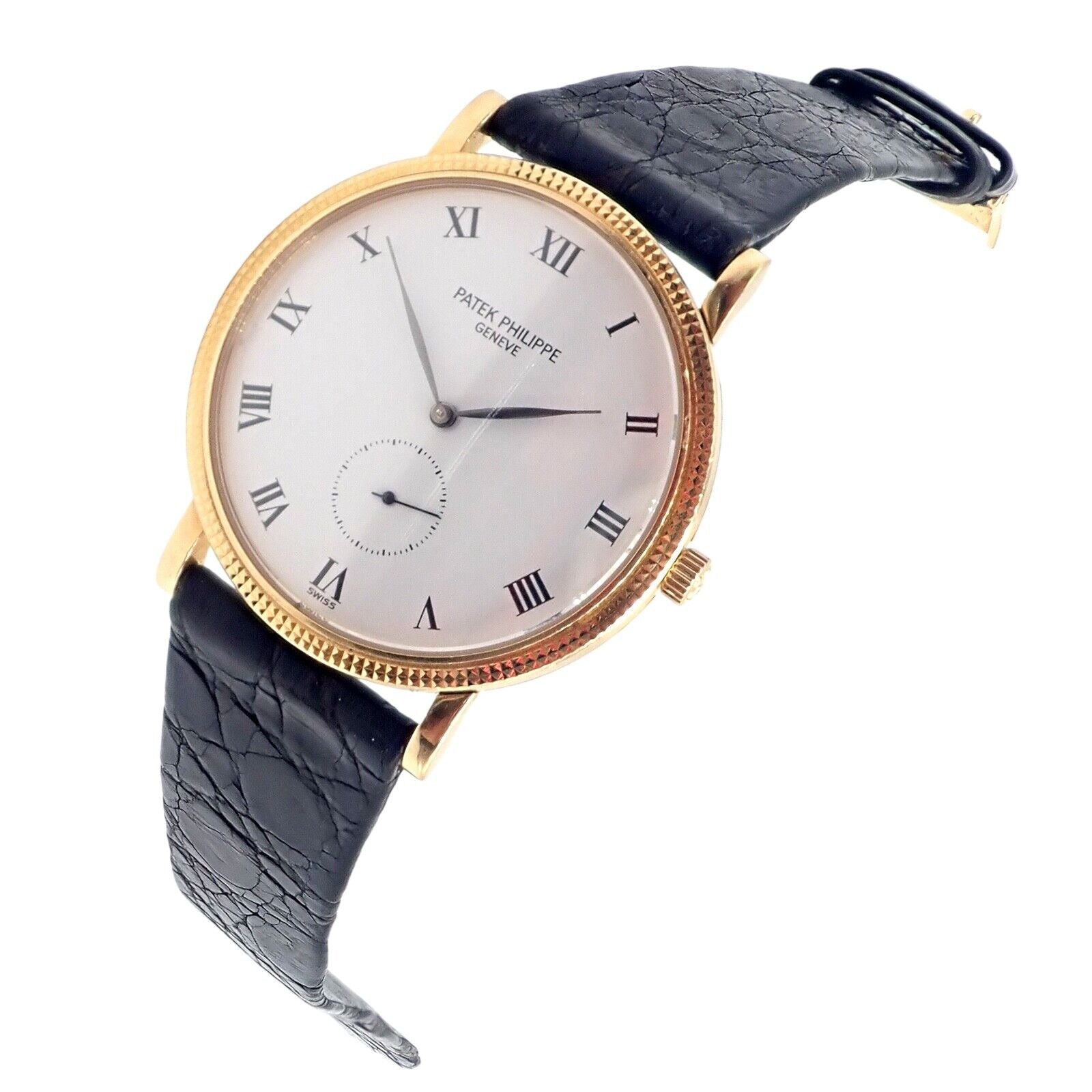 Patek Philippe Calatrava 18k Yellow Gold Men's Watch with Roman Dial - Manual Wind Luxury Dress Watch for Formal Events & Business Occasions