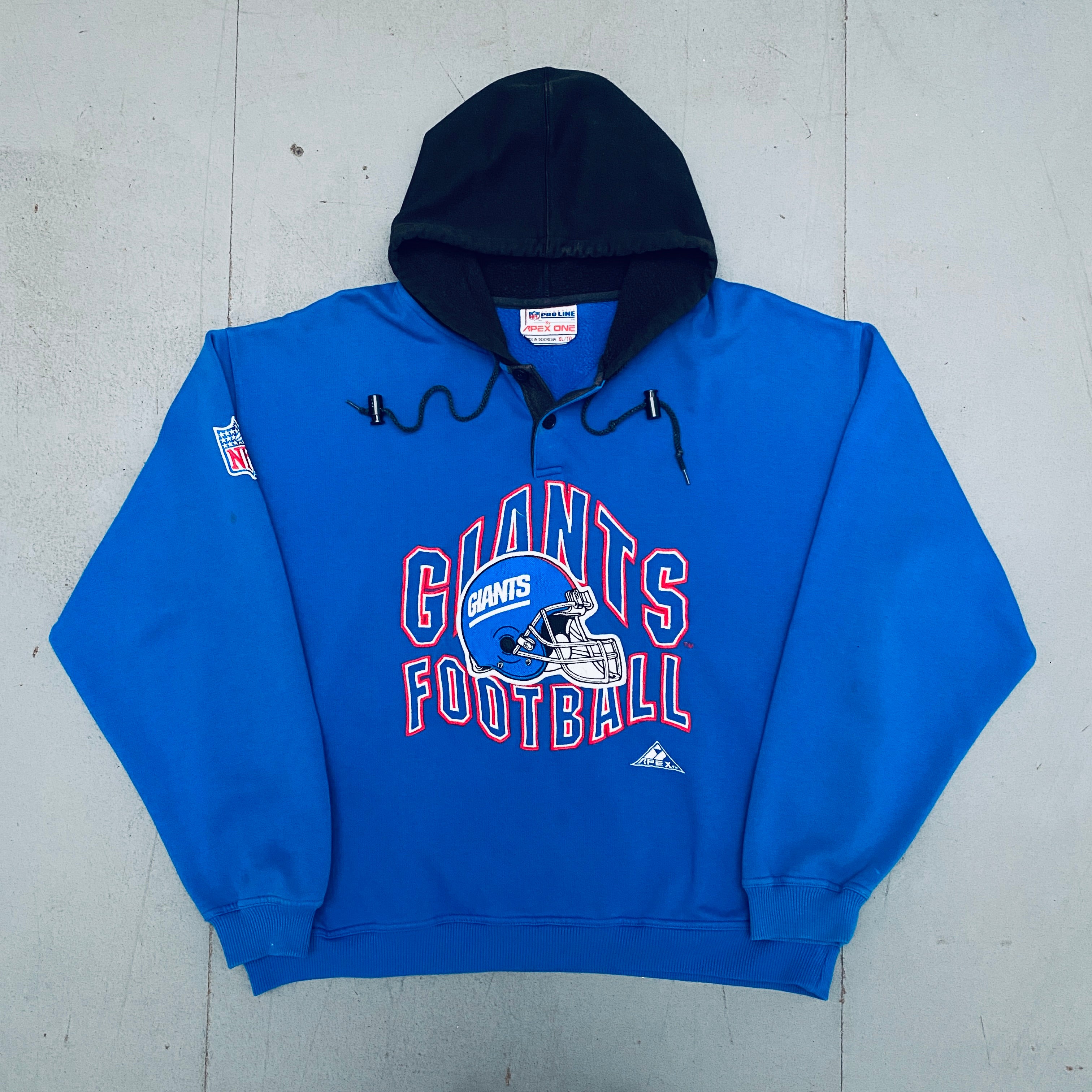 New York Giants 1990s Apex One Embroidered Spellout Proline Hoodie - XL Size | Vintage NFL Fan Gear for Game Day & Casual Wear