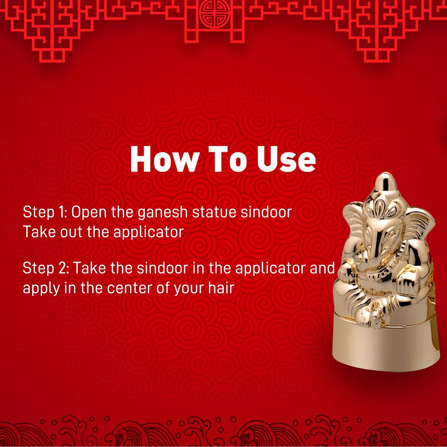 SOLDRIGHT Organic Ganesh Statue Sindoor Powder for Women - 15g Maroon Kumkum for Forehead Tilak | Hindu Puja Rituals, Wedding Ceremonies & Spiritual Blessings