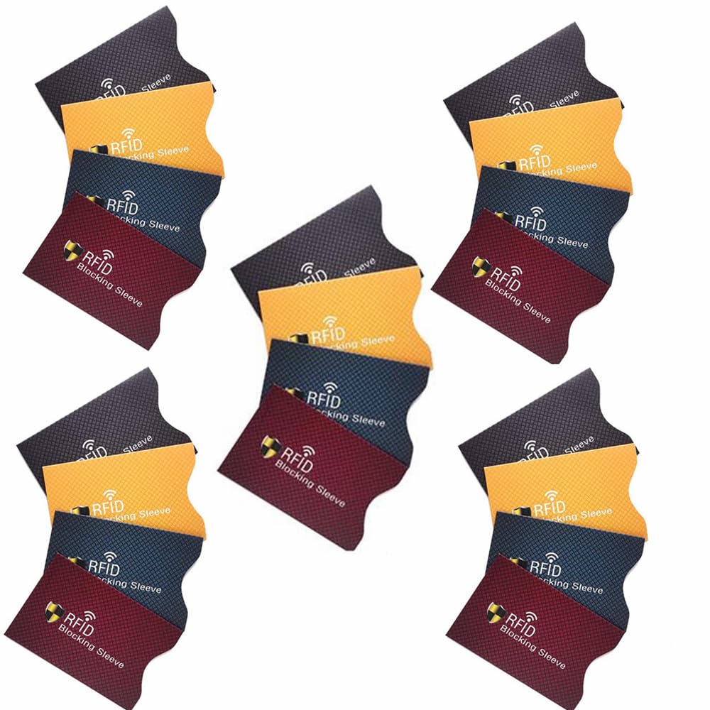 Amradield RFID Blocking Sleeves (20 Pack) - Anti-Theft Credit Card Protector for Men & Women | Secure Slim Wallet for Travel, Shopping & Daily Use