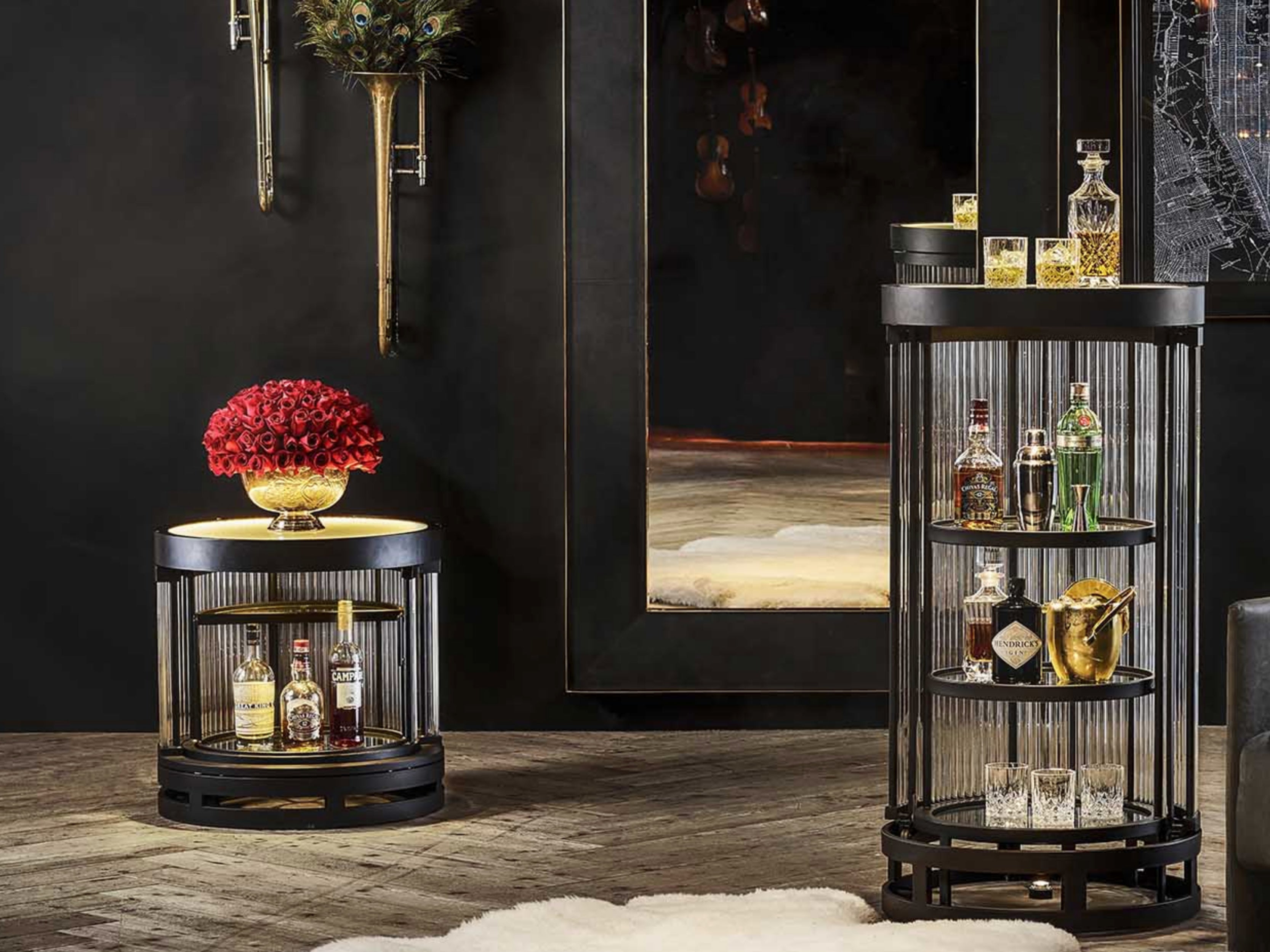 Biohazard Bar Cabinet - Industrial Style Home Bar with Storage for Liquor & Glassware - Perfect for Man Cave, Basement, or Game Room Decor