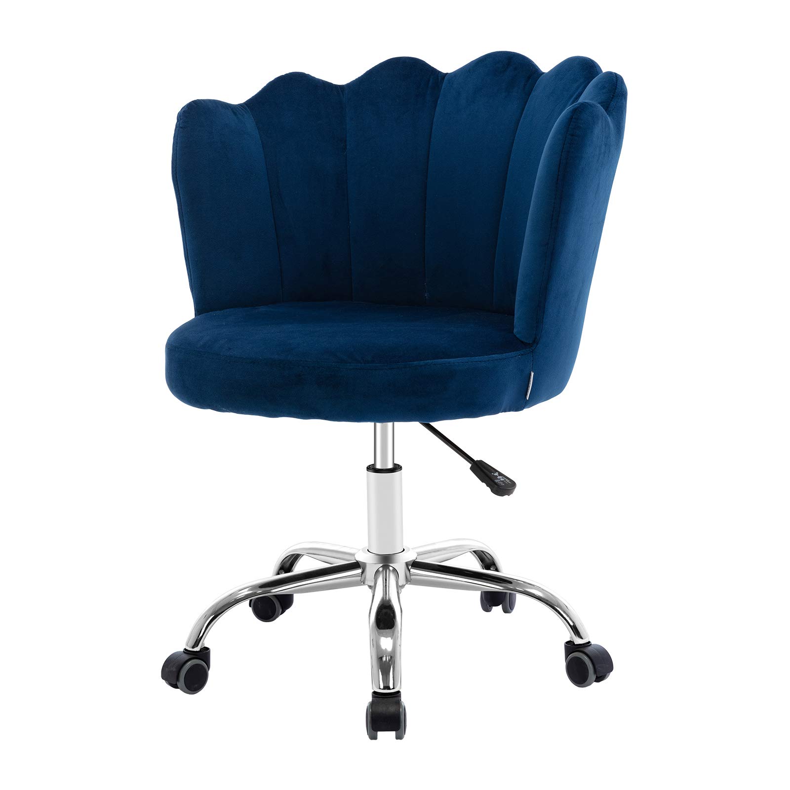 Velvet Desk Chair with Wheels - Modern Swivel Adjustable Height Upholstered Office Task Chair for Home, Living Room & Vanity - Elegant Blue Velvet Fabric for Comfort & Style - Perfect for Work, Study & Relaxation