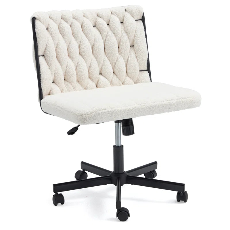 EROMMY Criss Cross Armless Rolling Office Chair - Height Adjustable Desk Chair for Home & Office, White - Perfect for Workstations, Bedrooms & Living Rooms