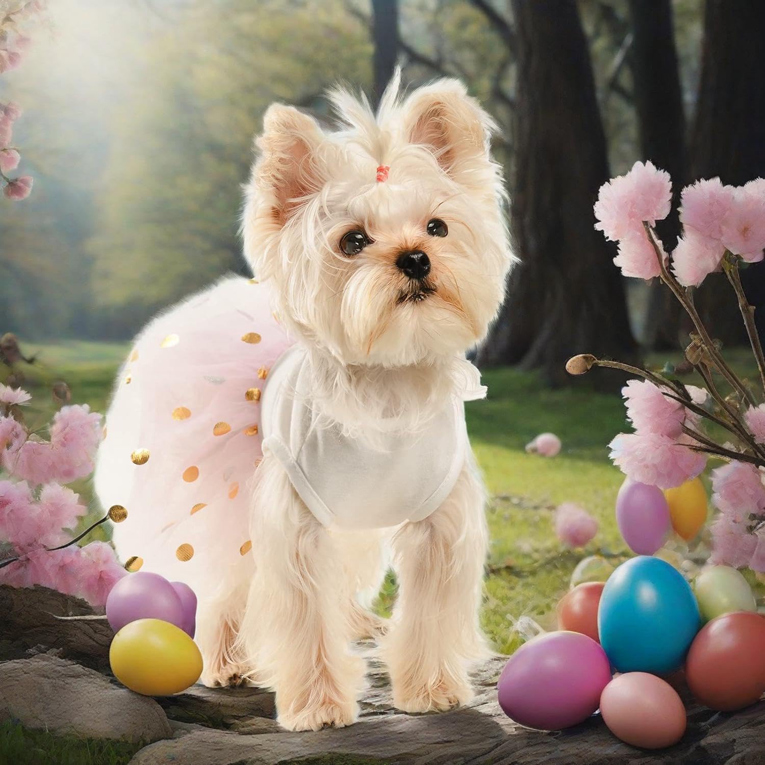Easter Dog Dress for Small Dogs - Puppy Costume Outfit for Chihuahua, Yorkie & Cats - Rabbit Design X-Small Pet Clothing for Spring & Summer (Perfect for Easter Photos, Pet Parties & Seasonal Celebrations)