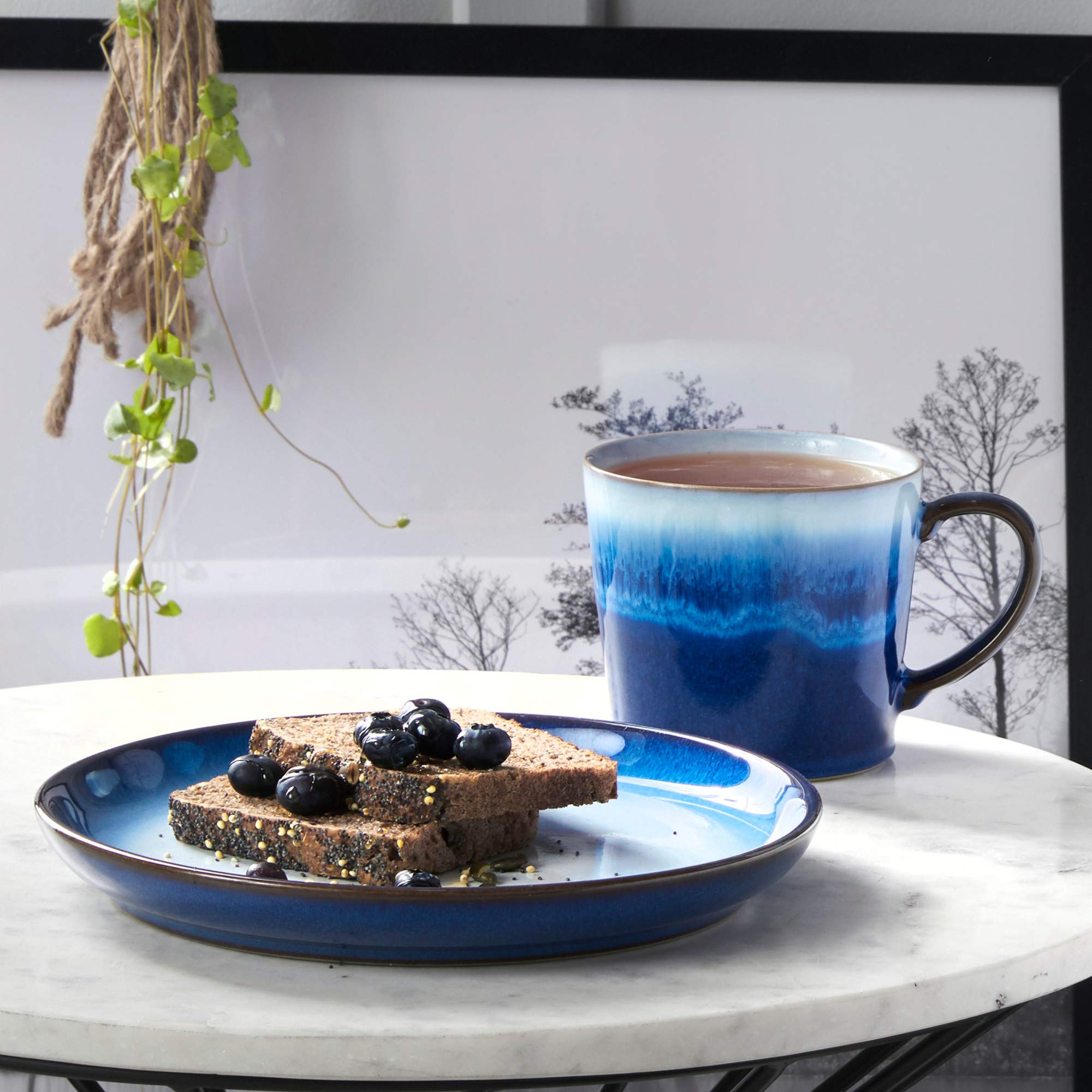 Denby Blue Haze Large Coffee Mug Set of 2 - 400ml Stoneware Tea Cups - Dishwasher & Microwave Safe - Perfect for Home, Office & Gifts