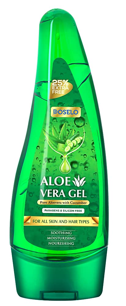 DOSELO Pure Aloe Vera Gel for Face, Skin & Hair Care - 125ml | Natural Moisturizer for Glowing Skin | Men & Women | Perfect for Sunburn Relief, After-Sun Care & Daily Hydration