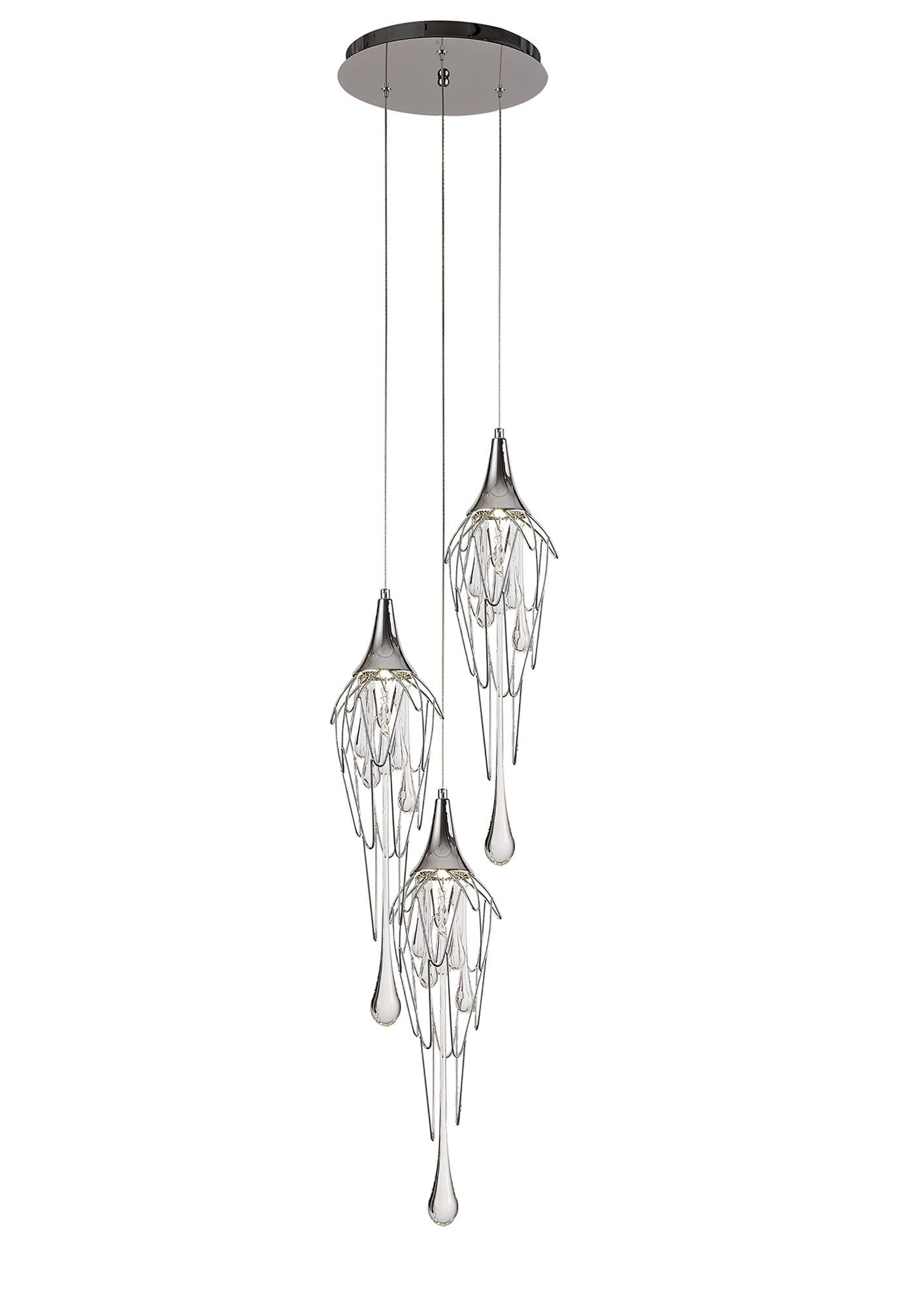 Modern Round Accent Pendant Light - Polished Chrome Cluster Chandelier for Dining Room, Kitchen Island & Entryway Lighting