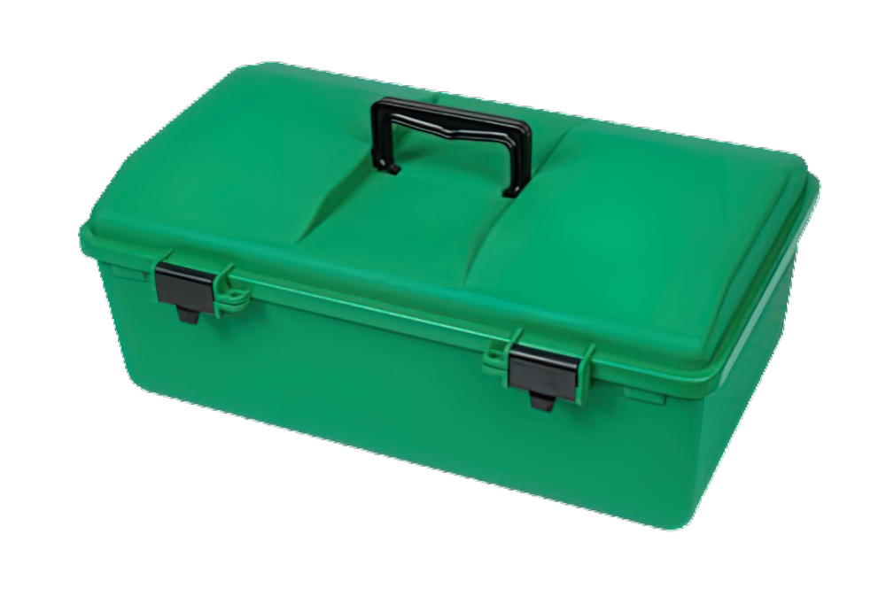 Large Liftout Tray Green Plastic First Aid Toolbox - Durable Medical Supply Organizer for Emergency Kits, Home Safety & Workplace First Aid