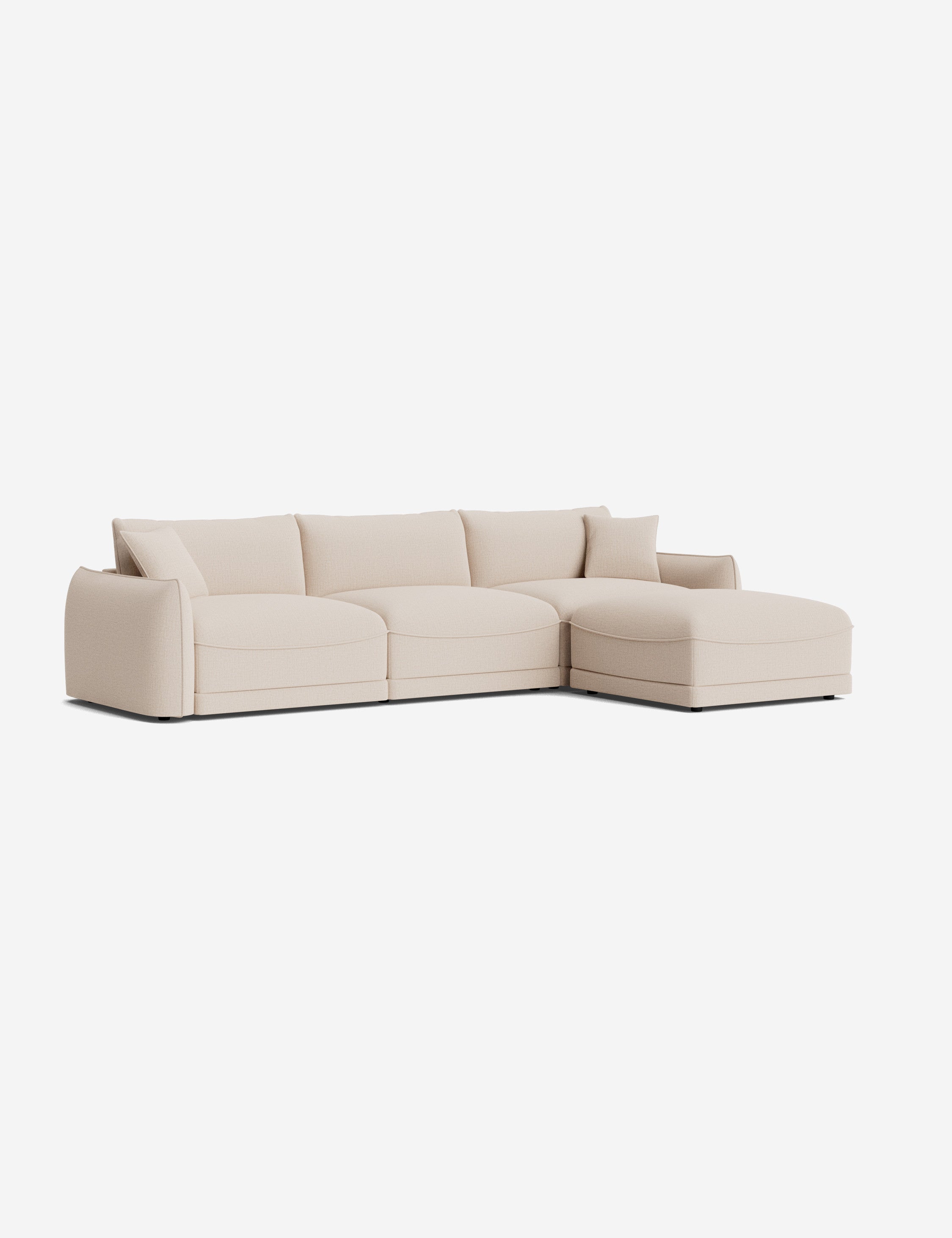 Balmer Sectional Sofa with Ottoman - Modern L-Shaped Couch Set for Living Room, Lounge & Home Theater - Comfortable Fabric Sofa with Chaise & Storage Ottoman