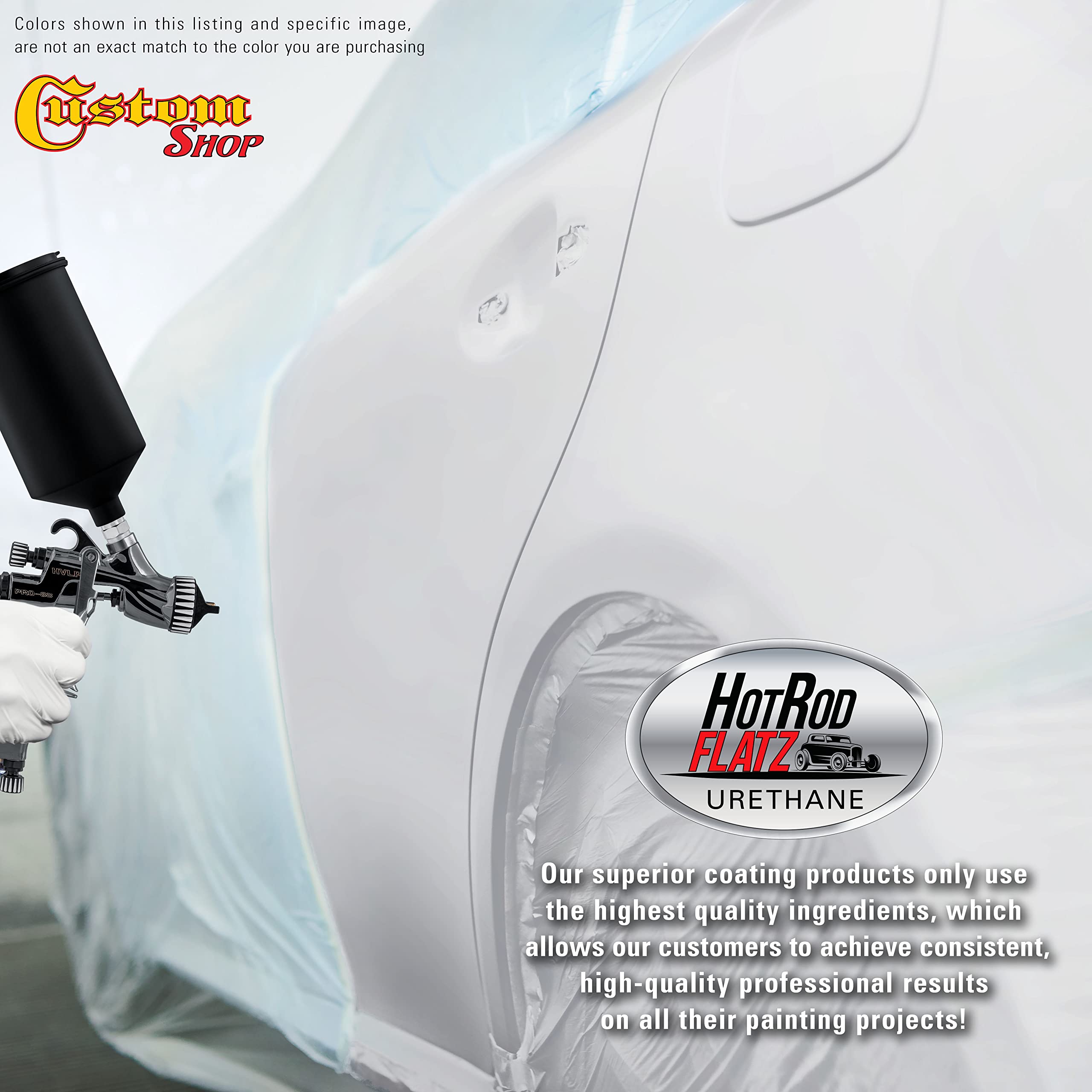 Fleet White Hot Rod Flatz Matte Satin Urethane Auto Paint Kit - 1 Gallon Complete Professional Automotive Coating for Cars & Trucks (4:1 Mix Ratio) - Ideal for Low Sheen Custom Paint Jobs & Hot Rod Restoration Projects