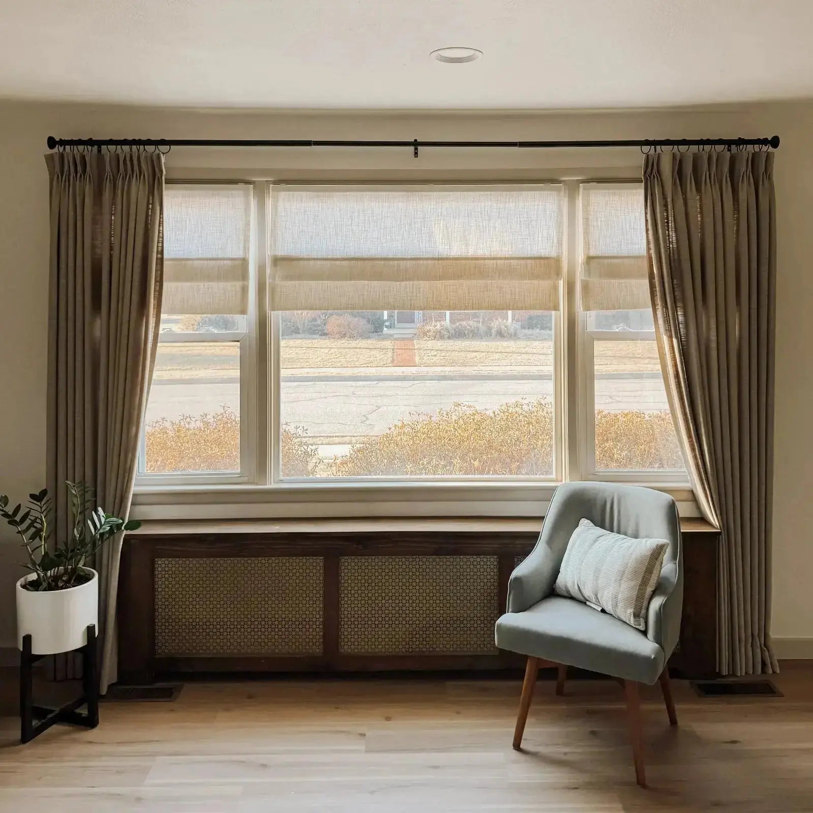 Linen Roman Shades with Loop Cord Lift - Elegant Window Treatment for Living Room, Bedroom & Home Decor