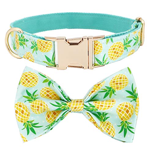Pineapple Dog Collar with Bow - Adjustable Pet Collar for Small Dogs - Perfect for Weddings, Parties & Special Occasions