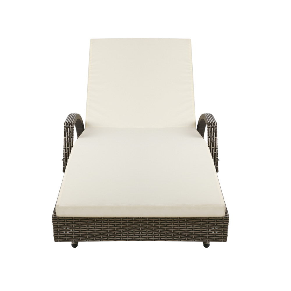 Premium Outdoor Sun Lounger Chair with Cushion - Grey - Waterproof & Durable Patio Furniture for Poolside, Beach, Garden Relaxation
