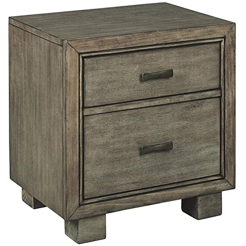 BOWERY HILL 2-Drawer Nightstand in Smokey Gray - Modern Bedside Table for Bedroom, Living Room & Guest Room Storage