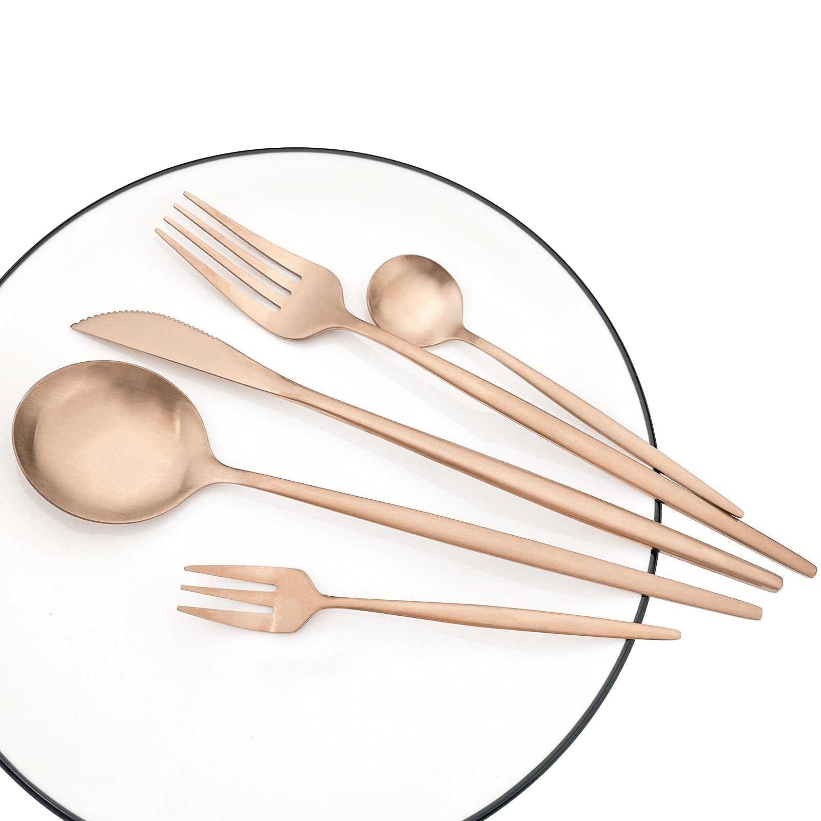 Elegant 6-Piece Salad Dessert Forks Set - 18/0 Stainless Steel Matte Finish Flatware, 7.48-Inch Rose Gold Silverware for Dining, Parties & Gifts | Perfect for Weddings, Dinner Parties & Home Entertaining