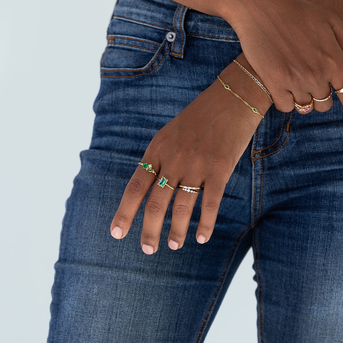 Green Ocean Starry Cluster Ring - Elegant Blue Gemstone Jewelry for Women, Perfect for Parties, Weddings & Date Nights