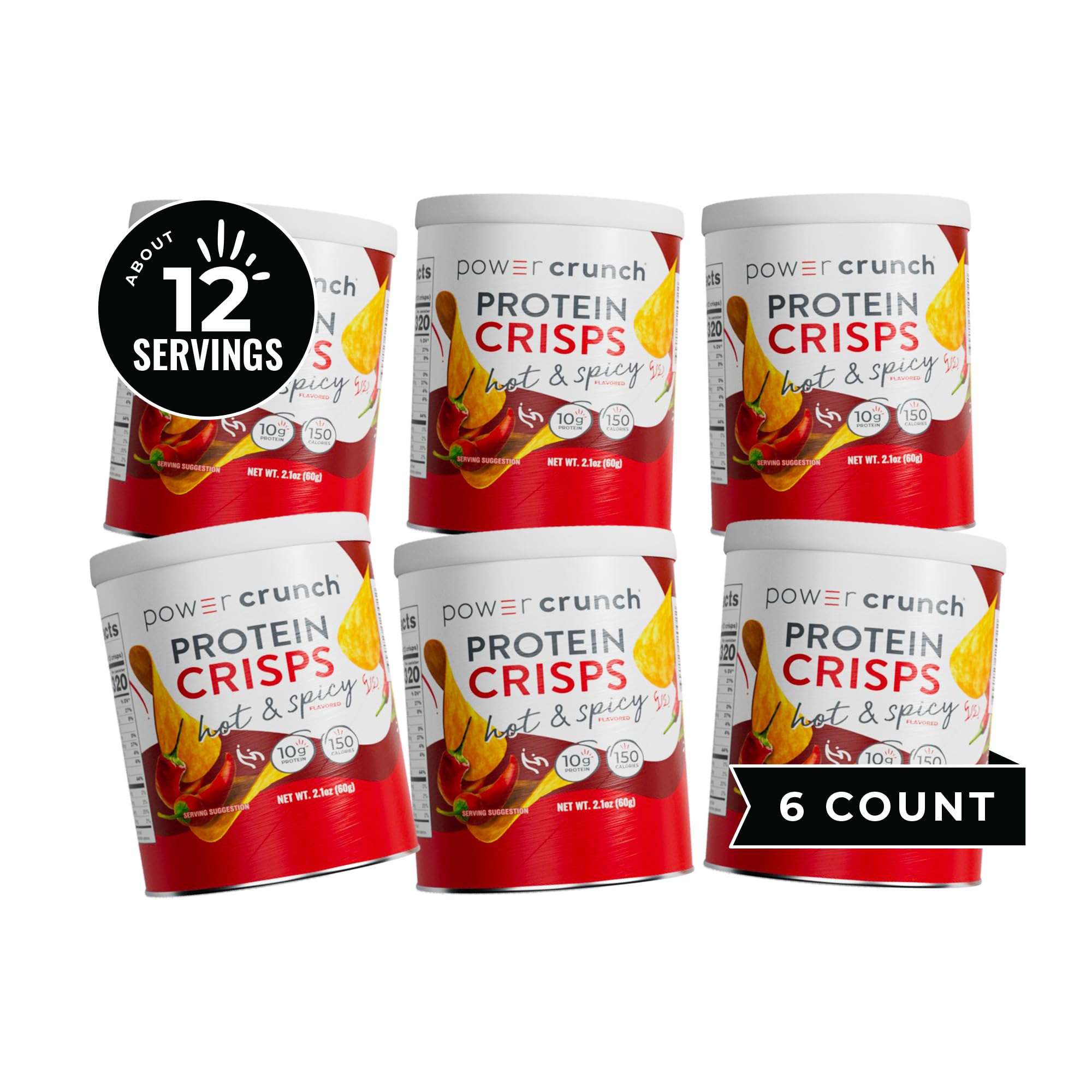 Power Crunch Protein CRISPS - Hot & Spicy Potato Style Protein Chips, 10g Protein per Serving, 1.05oz (Pack of 6) | High Protein Snack for Gym, Workout & Keto Diet