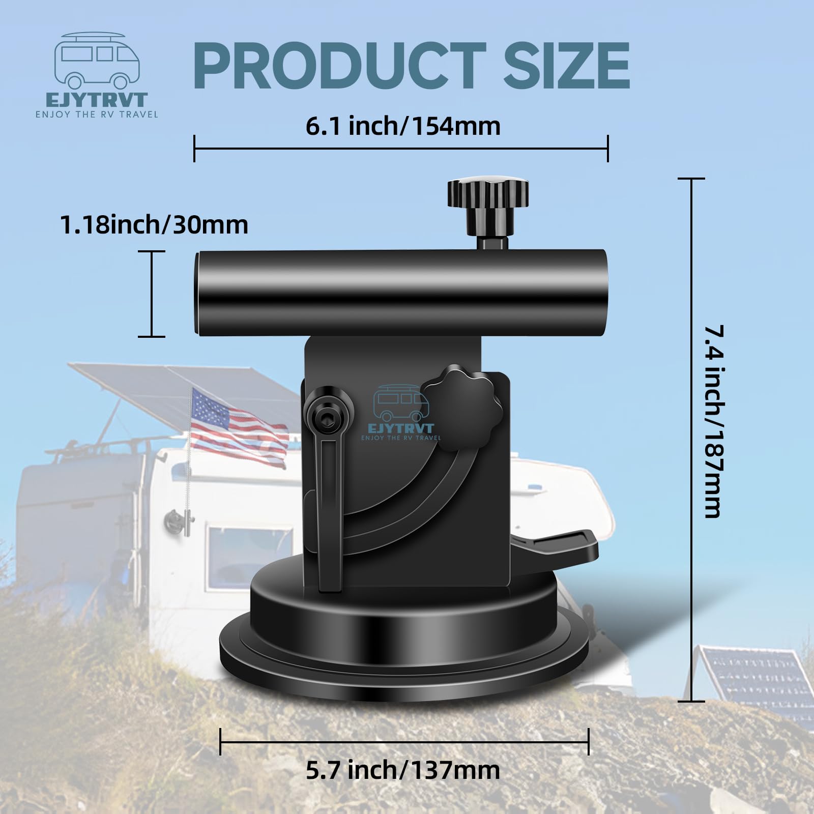 Ultra Strong RV Flag Mount with Adjustable Angle - Heavy Duty Suction Cup Flag Holder for Campers, Cars, Trucks, SUVs & ATVs | Perfect for Road Trips, Tailgating & Outdoor Adventures (1 Pack)