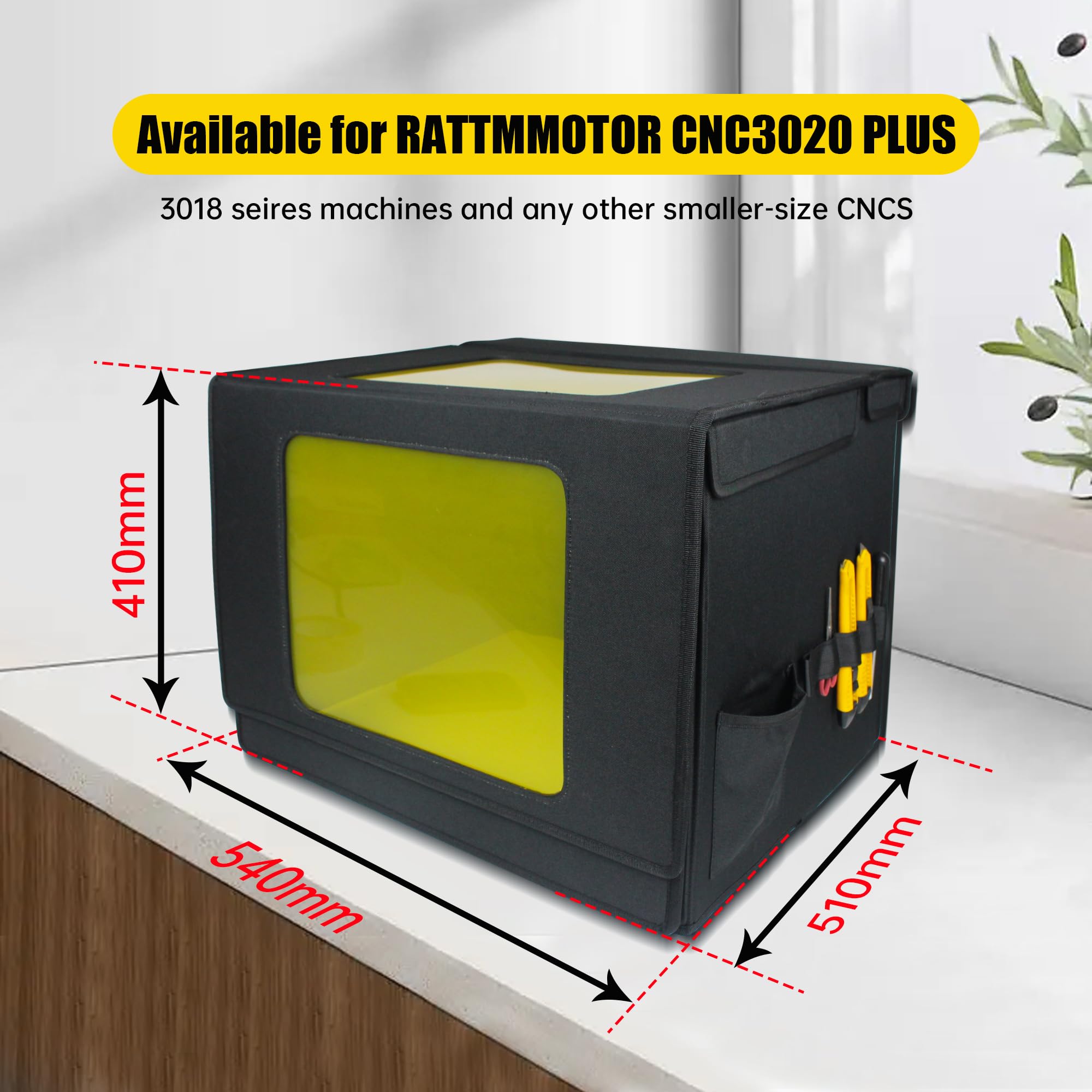 RATTMMOTOR CNC Router Machine Fold Enclosure - Protective Cover with Eye Shield for 3018 & 3020 PRO CNC Machines | Dustproof, Noise Reduction, Easy Cleaning | Ideal for Woodworking, Engraving & DIY Projects
