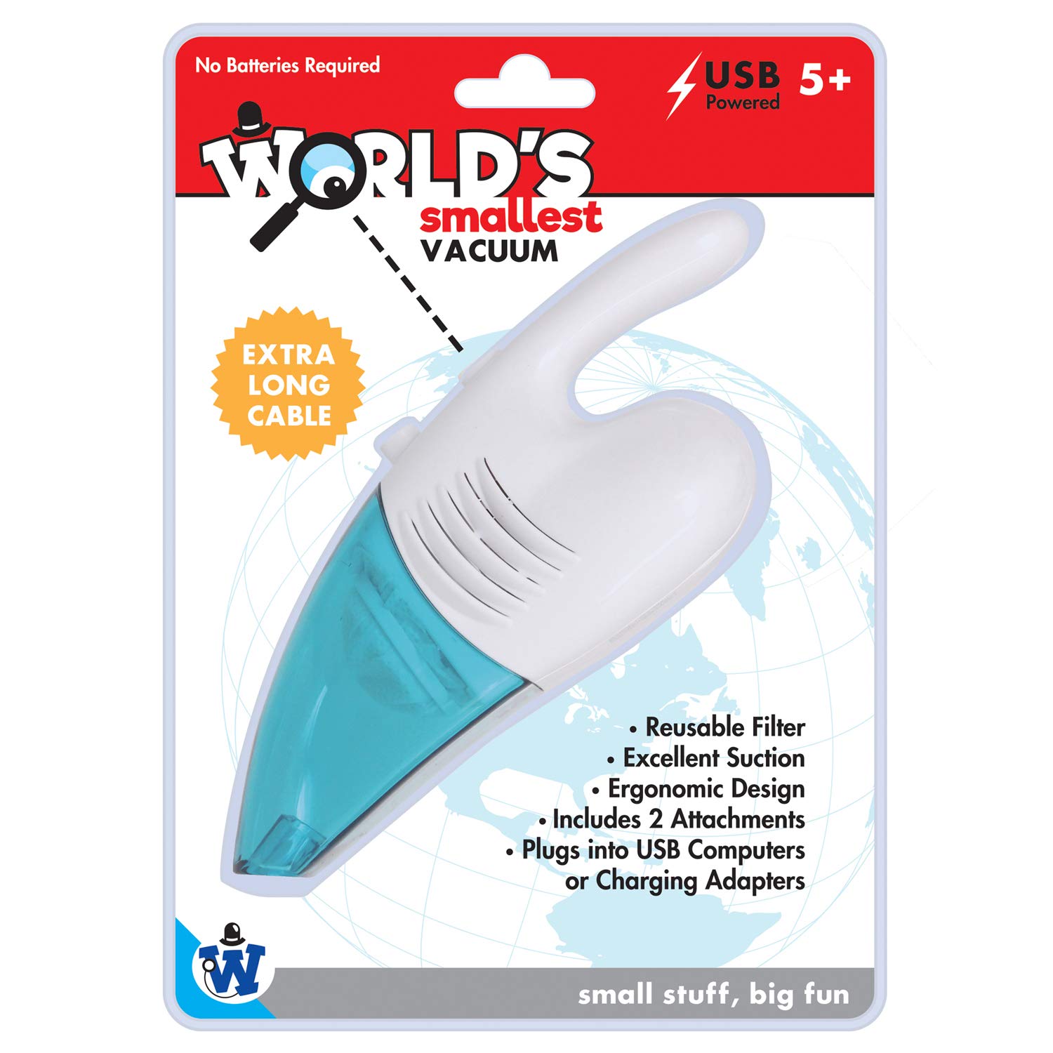 Westminster Inc. World's Smallest USB-Powered Vacuum Cleaner - Mini Desktop Vacuum with 2 Attachments & 3 Color Options | Perfect for Office Desks, Keyboard Cleaning, and Small Spaces