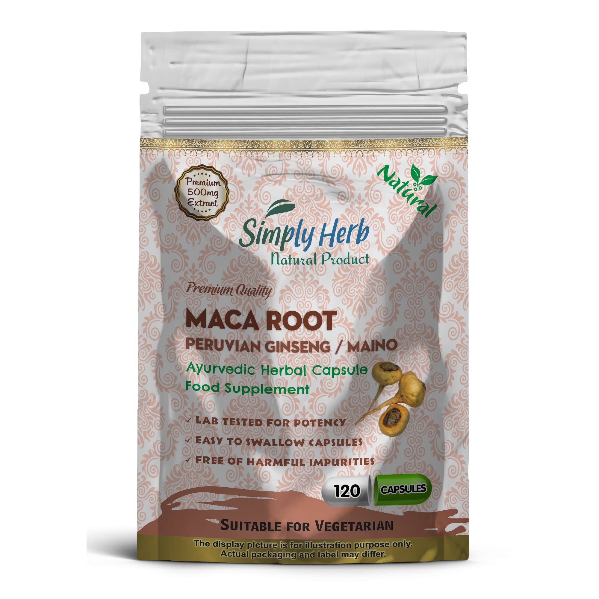 Premium Organic Maca Root Capsules (120 Count) - Natural Energy Booster, Hormone Balance & Stress Relief Supplement for Men & Women - Perfect for Workout, Focus & Daily Wellness