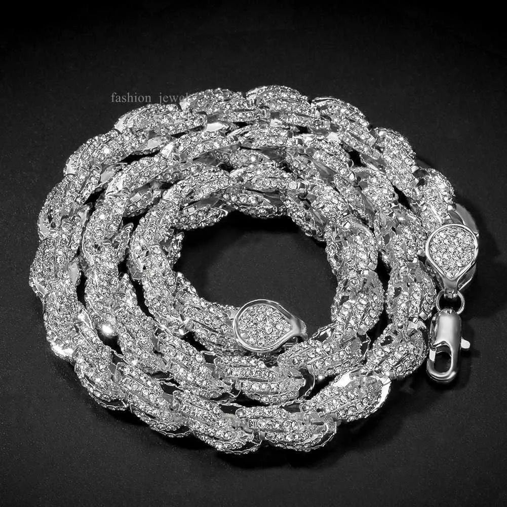 18K Silver Rope VVS Moissanite Cuban Link Chain Necklace for Men - Iced Out Hip Hop Jewelry Gift for Birthday, Anniversary & Special Occasions