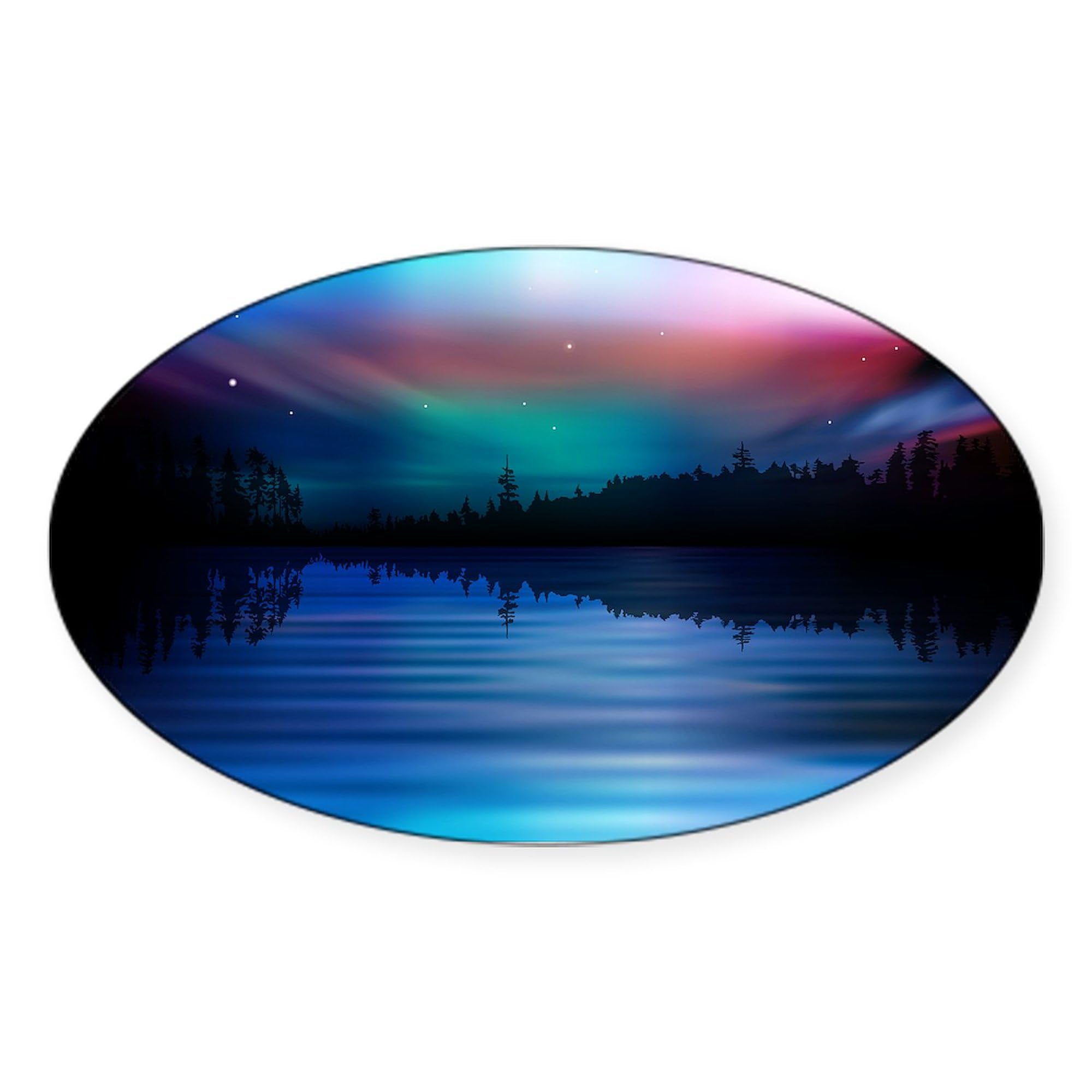 Northern Lights Oval Car Bumper Sticker - Waterproof Vinyl Decal for Cars, Laptops, Windows | Perfect for Travel Enthusiasts & Nature Lovers