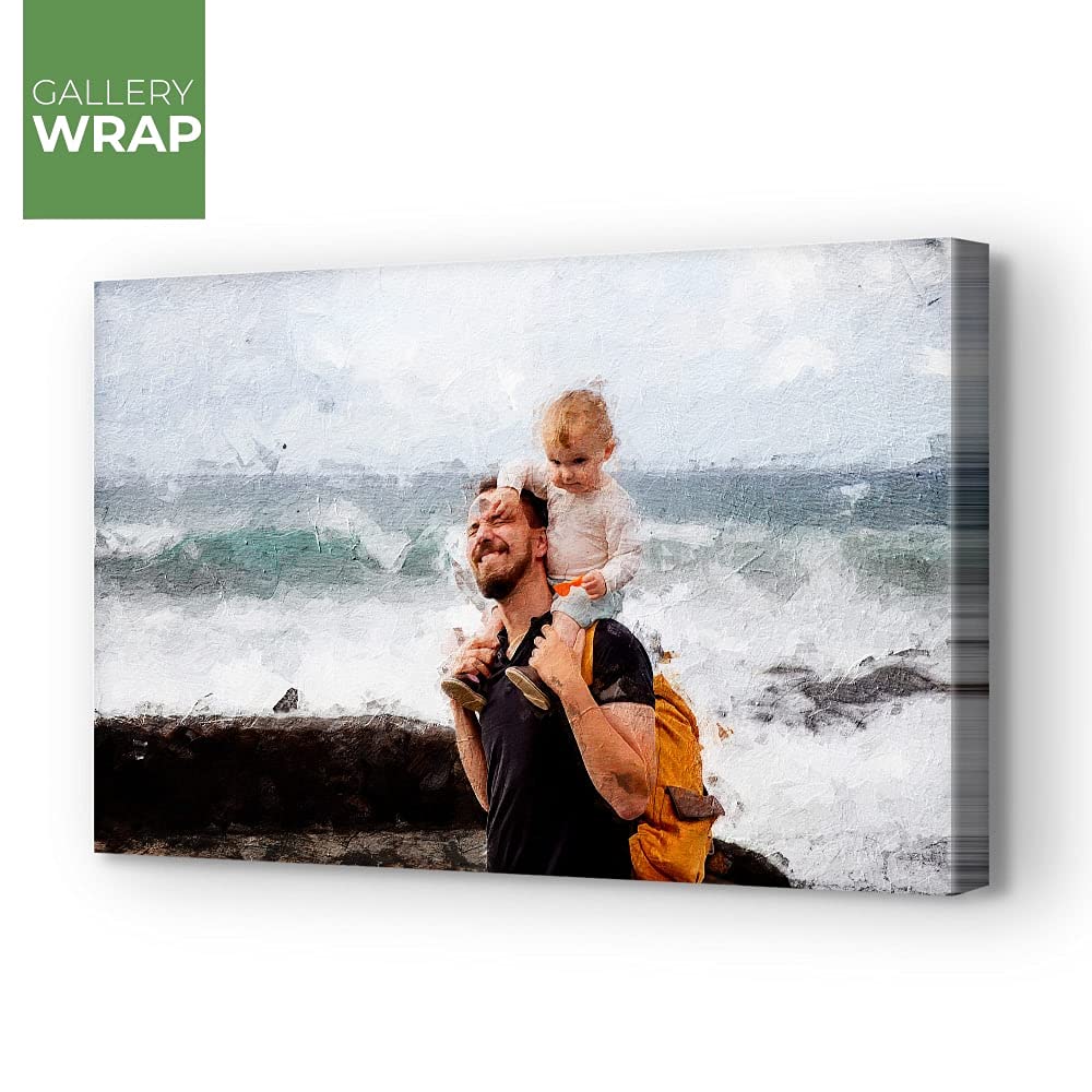 Custom Family Portrait Painting from Photo - Personalized Father's Day Gift, Parent Child Digital Art, Canvas Print Wall Decor | Perfect for Home, Office & Anniversary Gifts