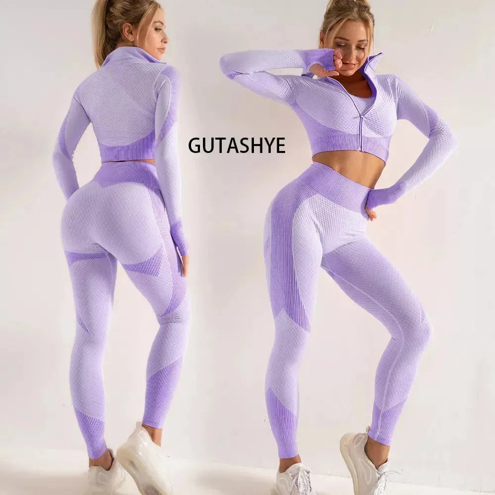 Seamless Long Sleeve Yoga Outfits for Women - 2 or 3 Piece Workout Sets | Gym, Running & Fitness Clothes | Perfect for Yoga, Pilates & Active Lifestyles