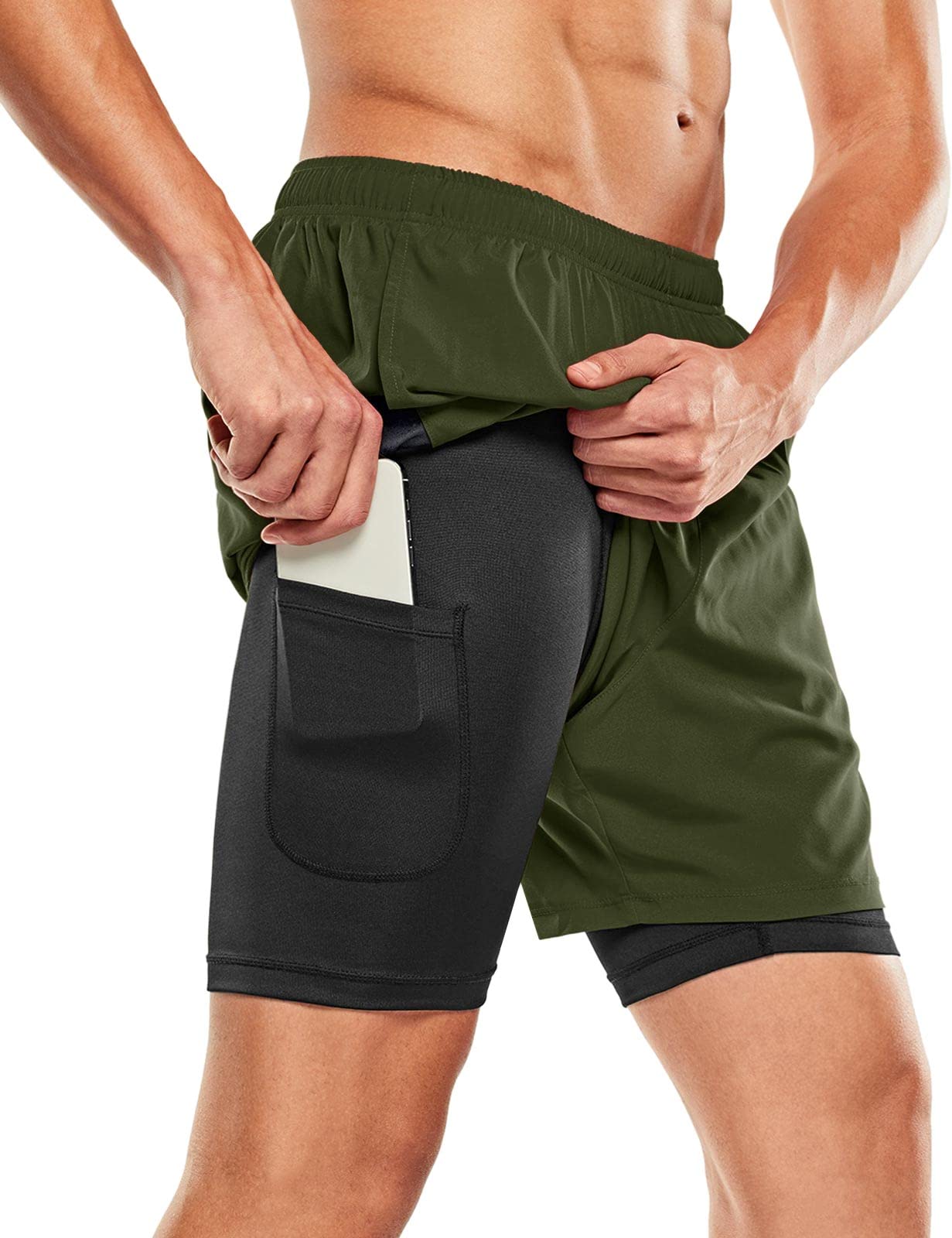 TSLA Men's 2-in-1 Running Shorts with Pockets - Quick Dry Athletic Workout Shorts for Gym, Training & Outdoor Activities | Comfortable Exercise Shorts for Jogging, Basketball & Summer Sports