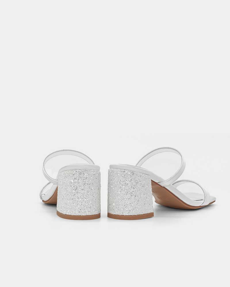 White Block Heel Slip-On Sandals for Women - Comfortable Summer Casual Shoes - Perfect for Beach, Vacation & Everyday Wear