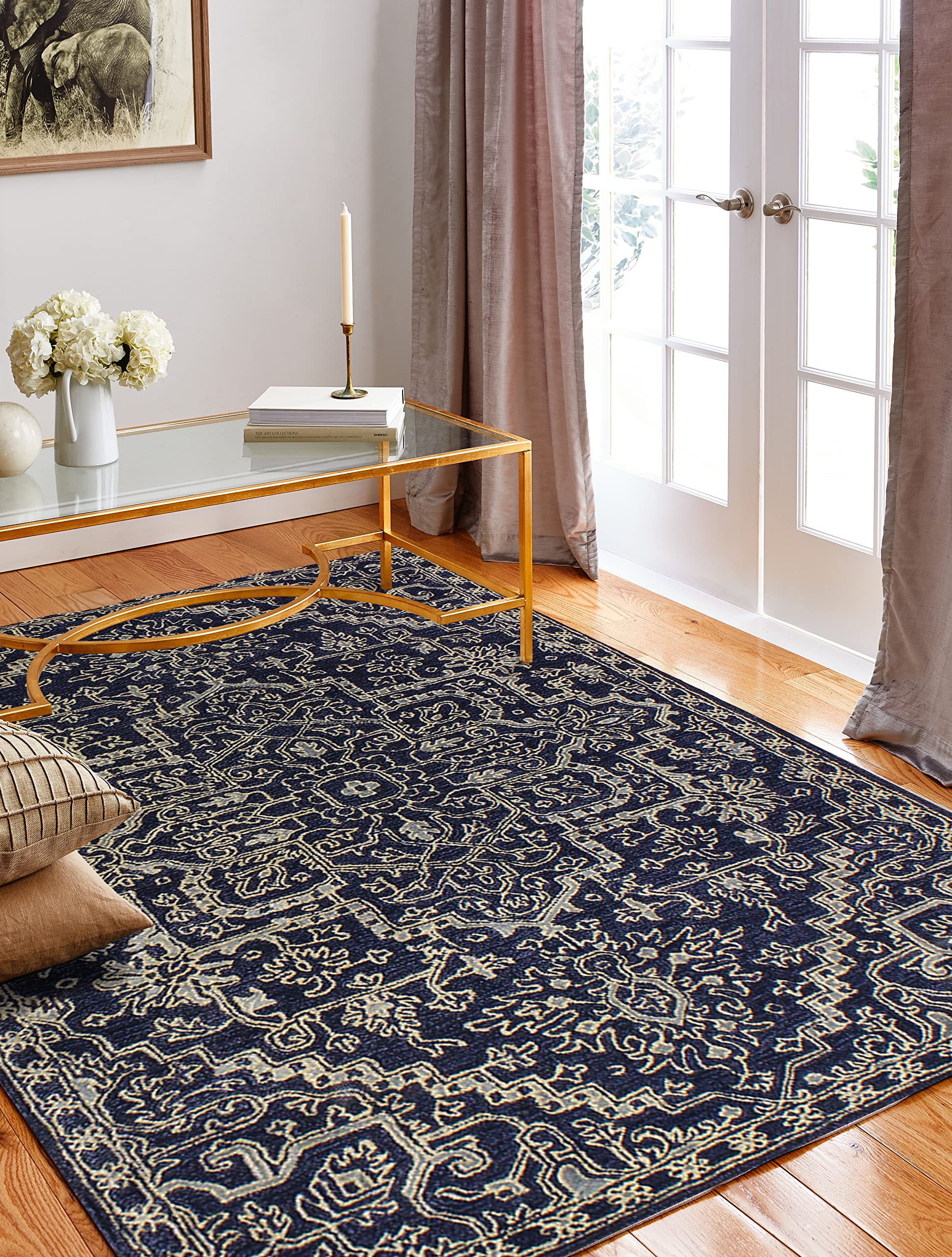 Bashian Wendy Contemporary Hand Tufted Navy Blue Area Rug 8'6