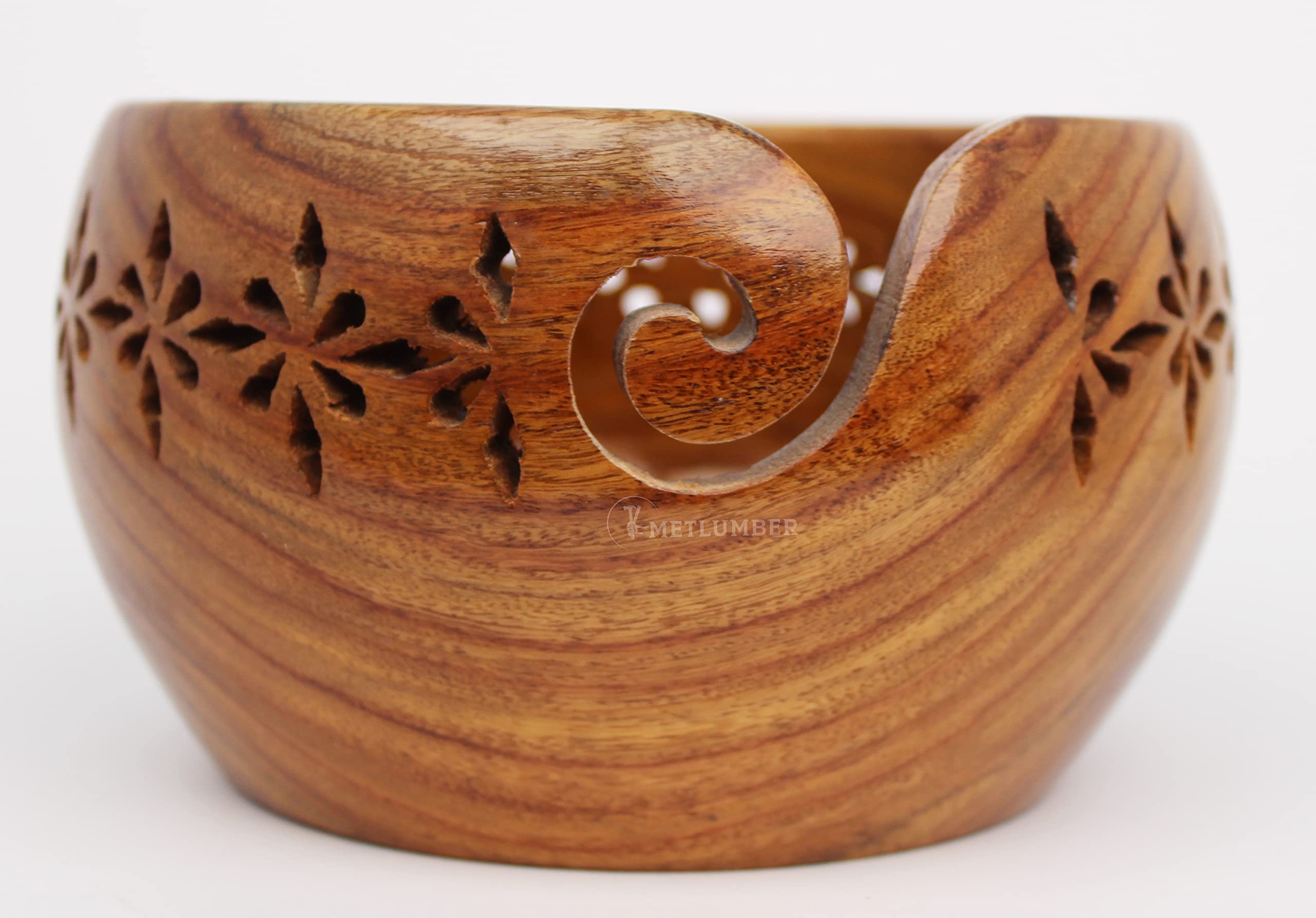 Handcrafted Rosewood Yarn Bowl for Knitting & Crocheting - Premium Wooden Yarn Storage Holder with Smooth Edges for Smooth Yarn Feeding - Perfect for Knitting, Crochet, Weaving & Craft Projects at Home or On-The-Go