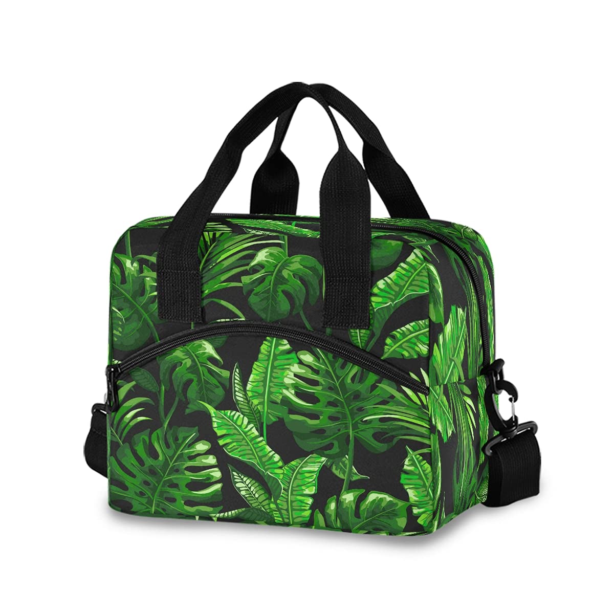 Insulated Lunch Bag with Tropic Leaves - Office, Picnic & Hiking Cooler