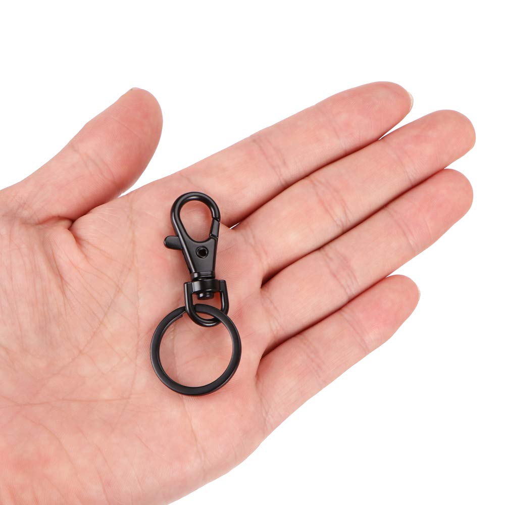 5-Pack Black Lobster Clasp Key Rings - Durable Metal Swivel Hooks for Keys, Jewelry & Lanyards