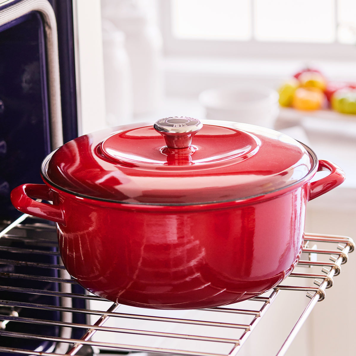 Merten & Storck 7 Quart Enameled Cast Iron Dutch Oven - Foundry Red | Heavy Duty Cookware for Braising, Stewing & Baking | Perfect for Stovetop, Oven & Camping Use