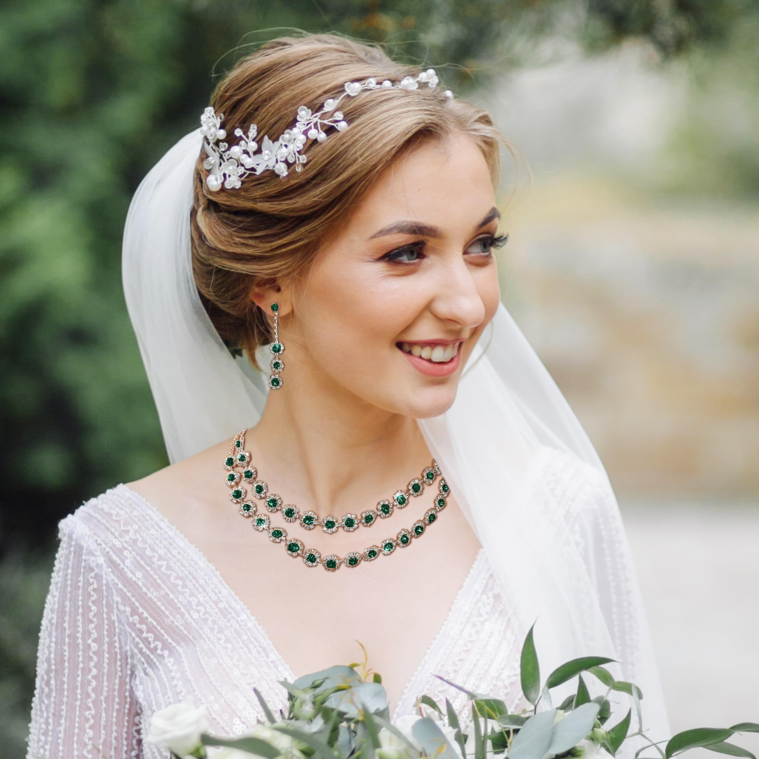 Elegant Silver Jewelry Set for Women - Rhinestone Necklace, Earrings & Bracelet | Perfect for Prom, Wedding Guest Dresses, Party Outfits & Evening Events | Costume Jewelry & Dress Accessories for Special Occasions