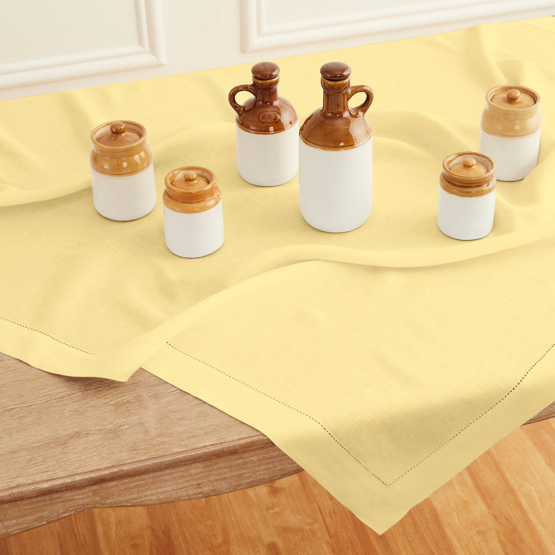 Classic Hemstitch Table Throw - Elegant Linen Table Runner for Dining Room Decor, Wedding & Holiday Table Settings