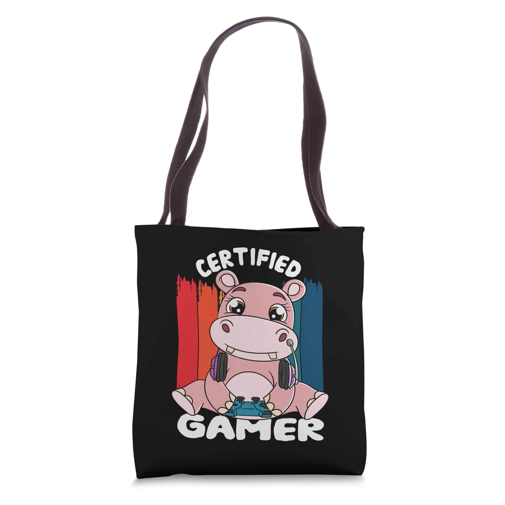 Gaming Certified Gamer Tote Bag with Hippopotamus Design - Perfect for Gamers, Conventions & Everyday Use