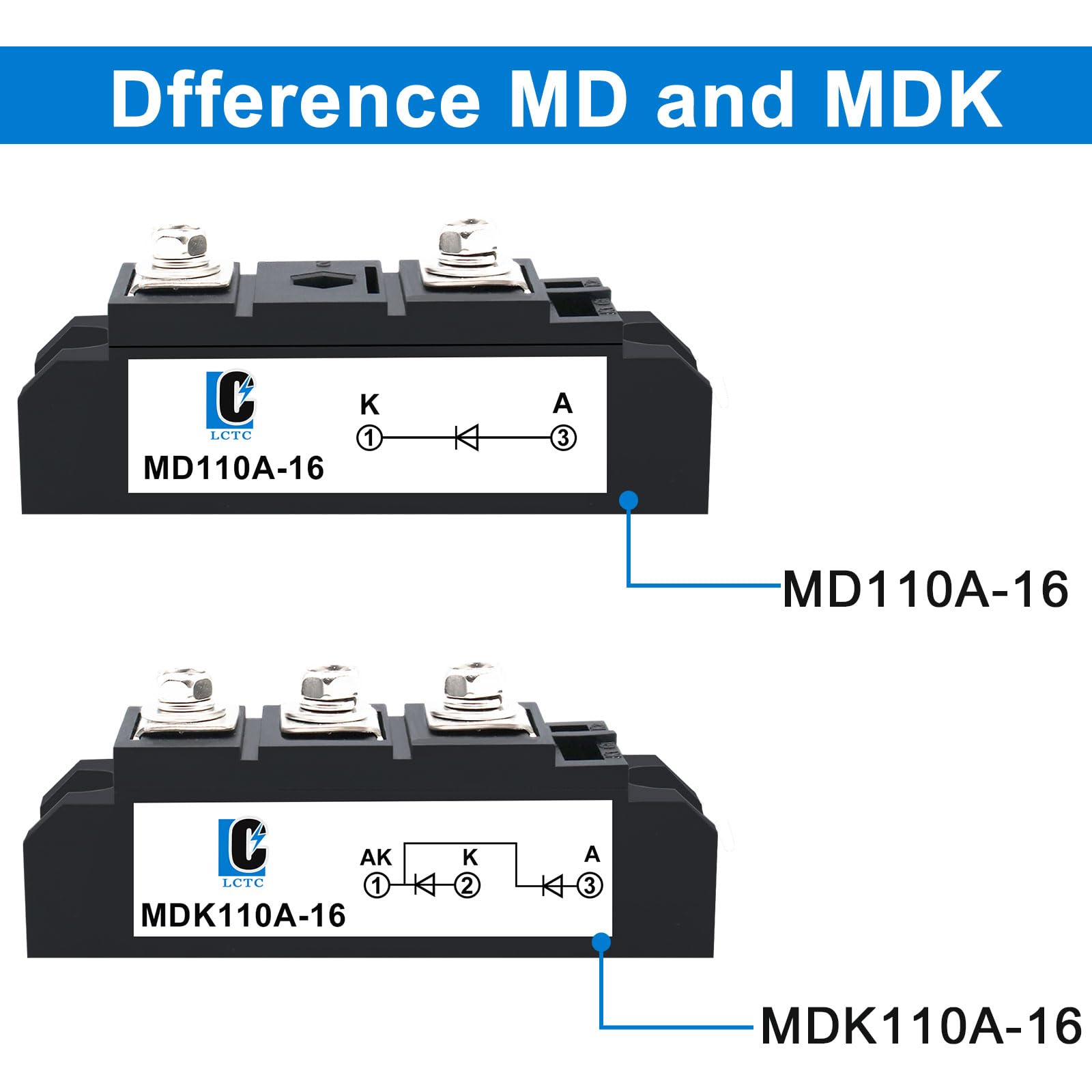 High Power Solar Blocking Diode MDK 110A-16 (100A) for DC Systems | One Way Inline Diode | Compatible with Solar Panels & Photovoltaic Arrays | Perfect for Solar Energy Systems, Off-Grid Applications & Battery Protection