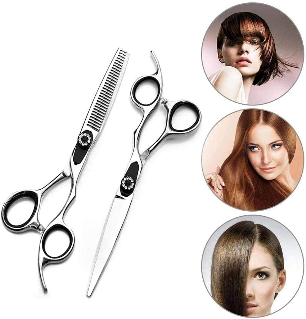 Professional 6 Inch Barber Scissors Set - Hairdressing Shears with Flat & Thinning Blades for Salon & Home Haircuts | Stylist Tools for Precision Cutting & Texturizing